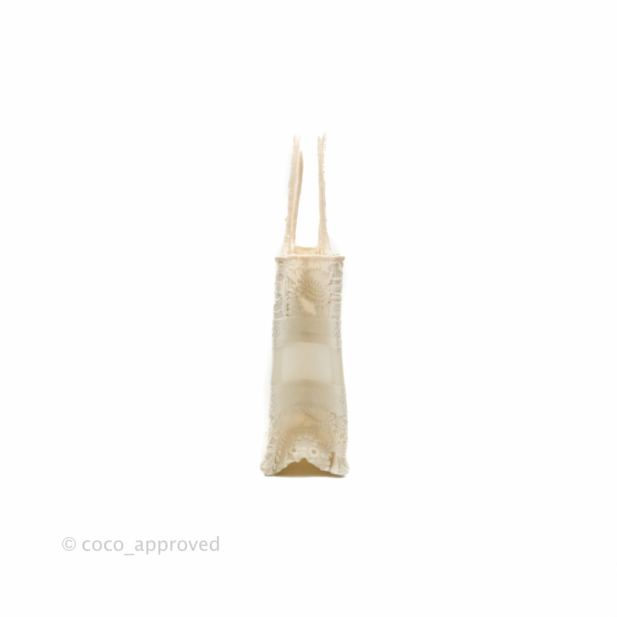 Dior Mini Book Tote Natural Macram-Effect Embroidery