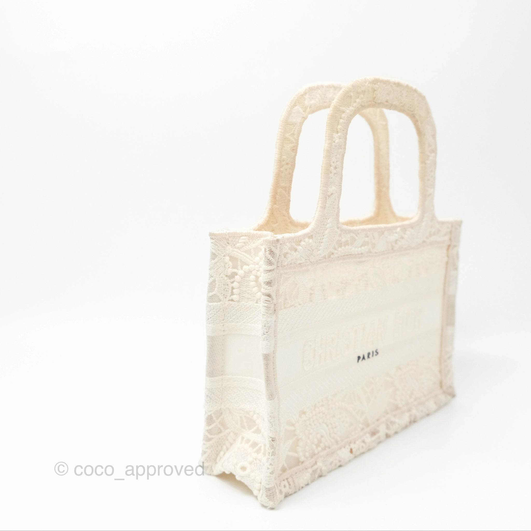 Dior Mini Book Tote Natural Macram-Effect Embroidery