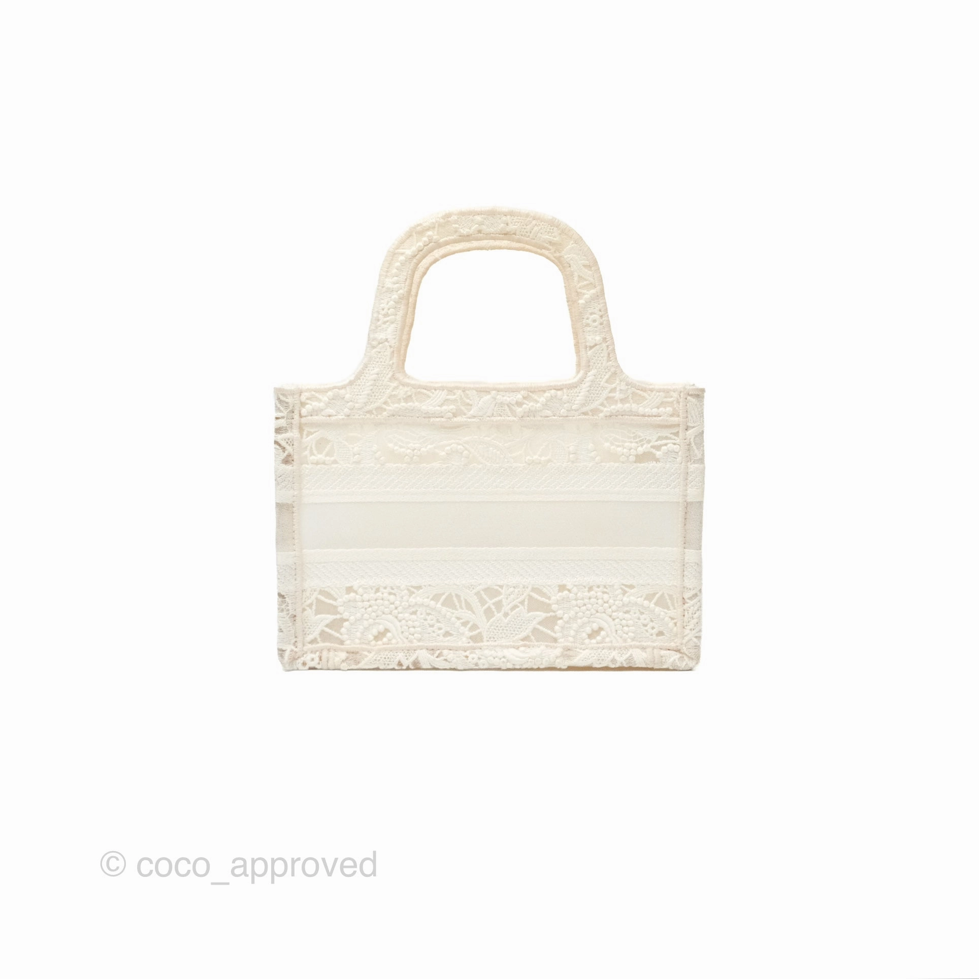Dior Mini Book Tote Natural Macram-Effect Embroidery