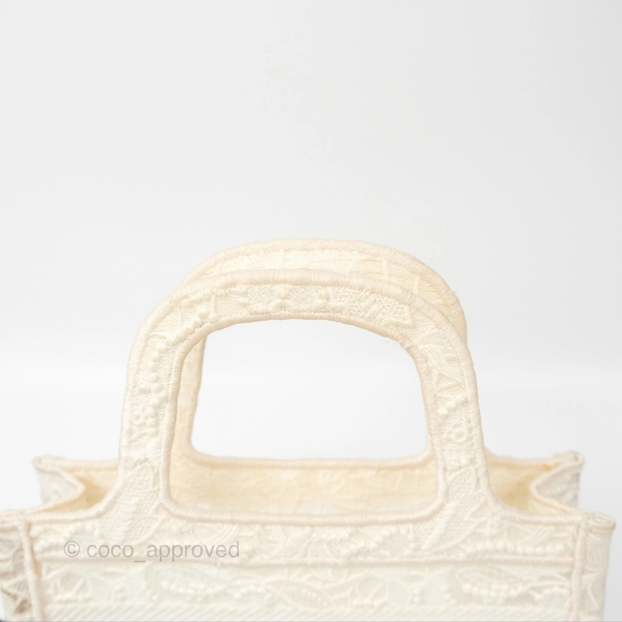 Dior Mini Book Tote Natural Macram-Effect Embroidery