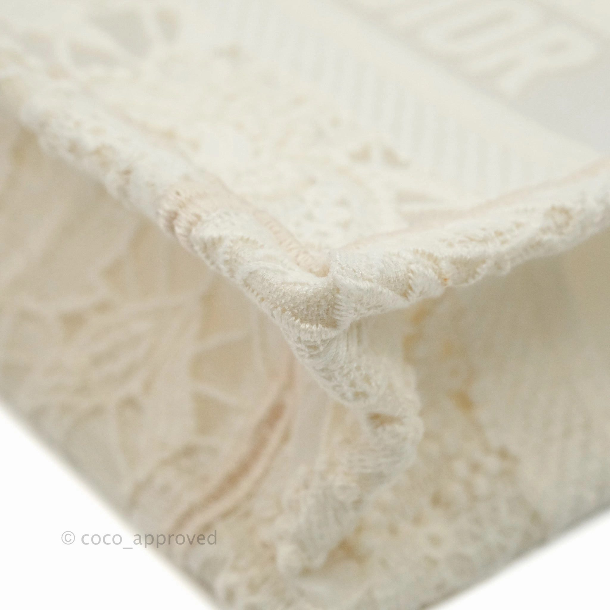 Dior Mini Book Tote Natural Macram-Effect Embroidery