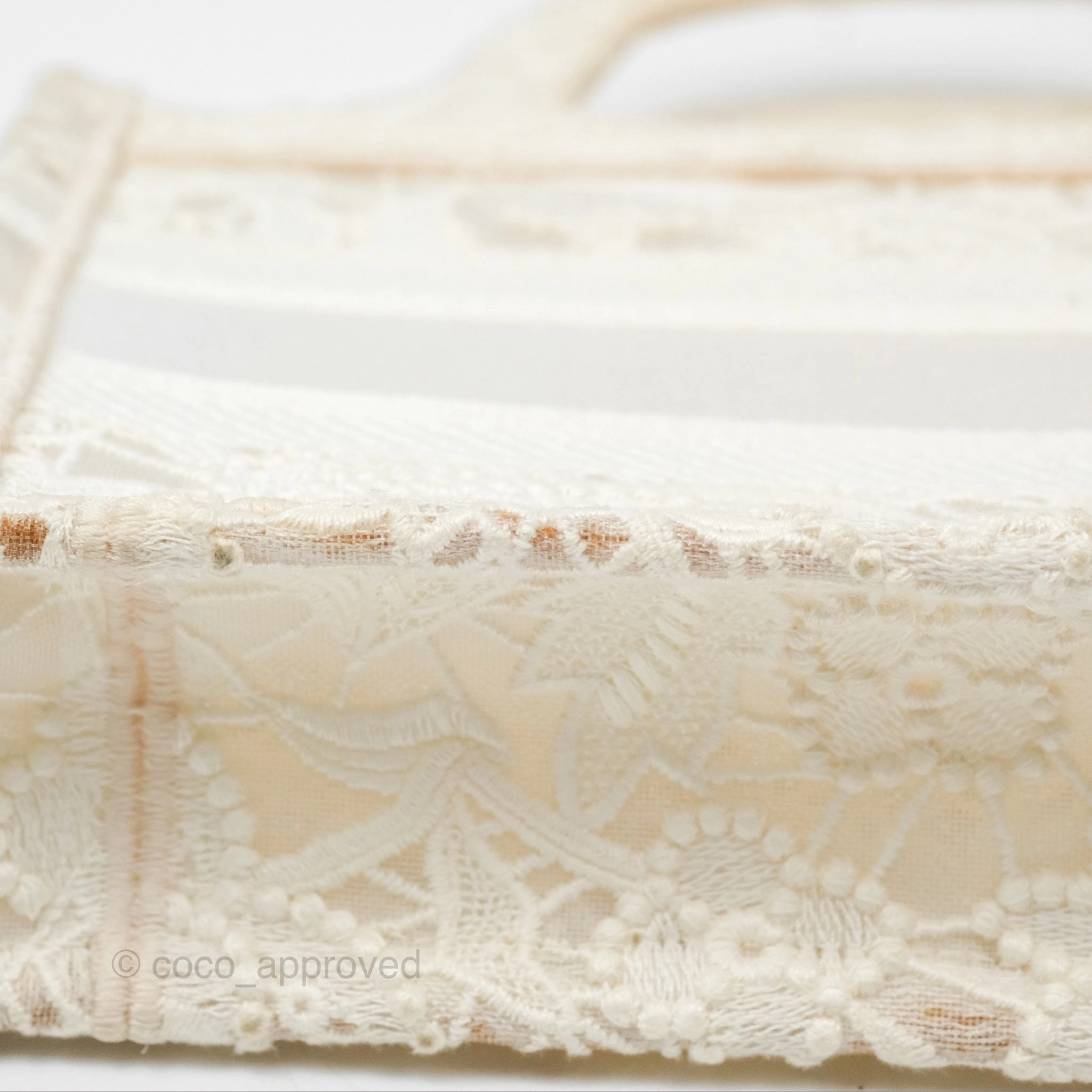 Dior Mini Book Tote Natural Macram-Effect Embroidery