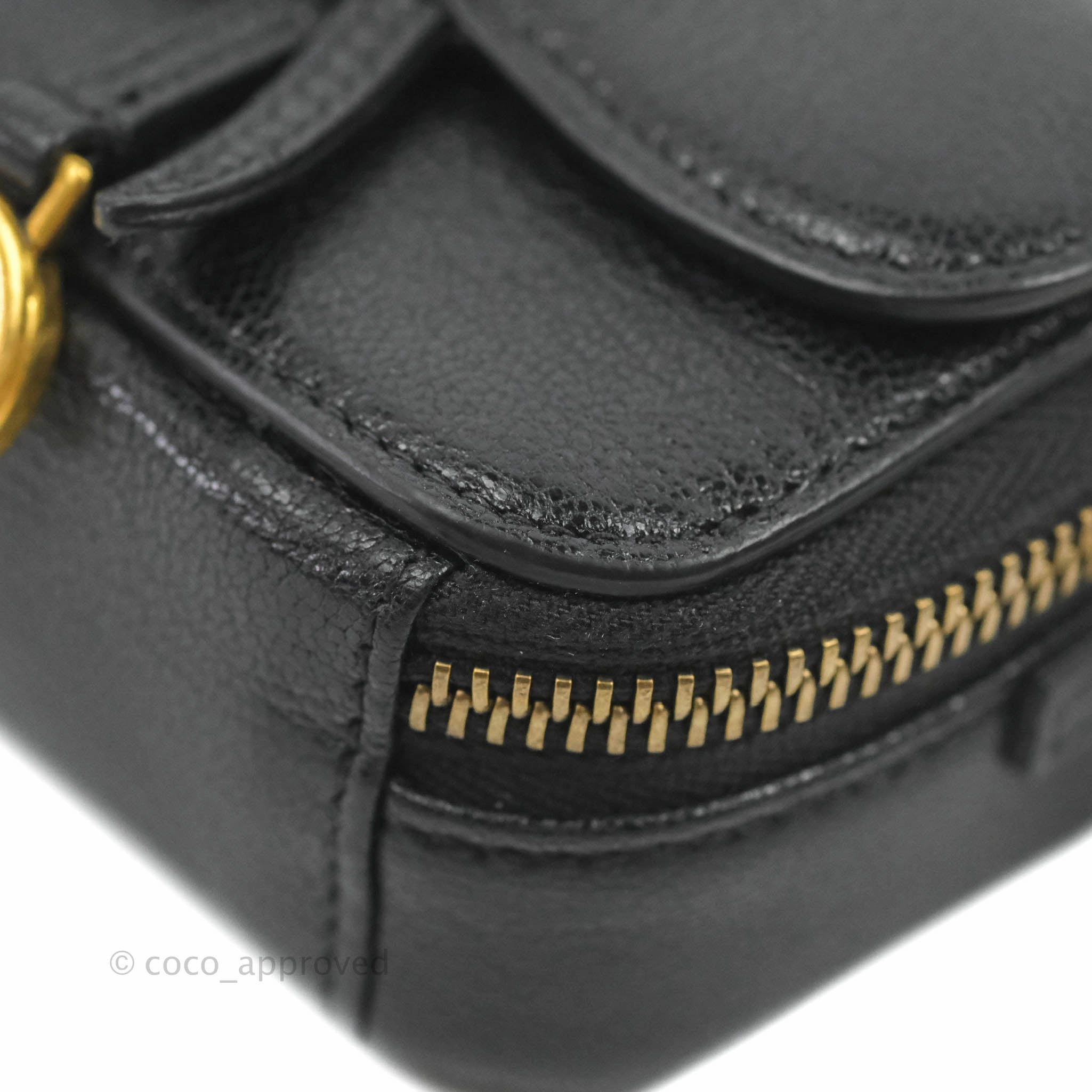 Dior Mini Saddle Shoulder Strap Pouch Black Goatskin