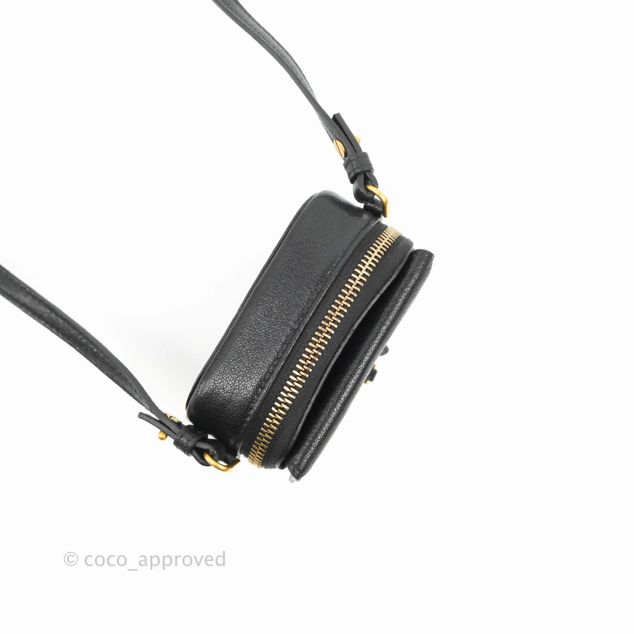 Dior Mini Saddle Shoulder Strap Pouch Black Goatskin