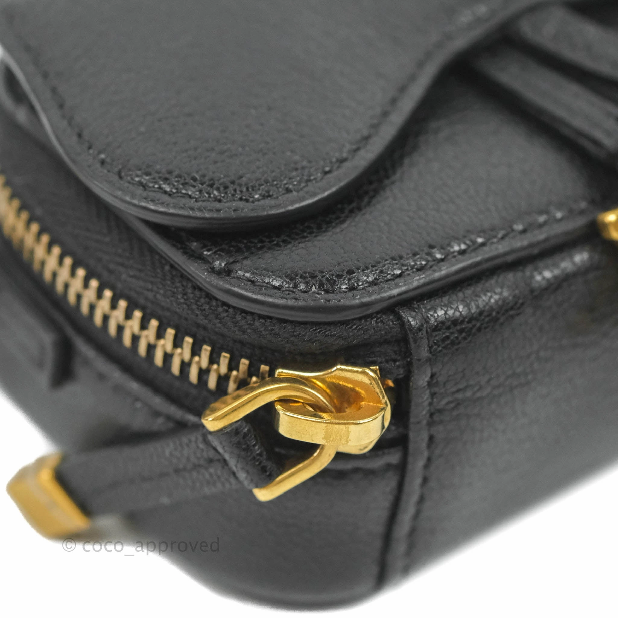 Dior Mini Saddle Shoulder Strap Pouch Black Goatskin
