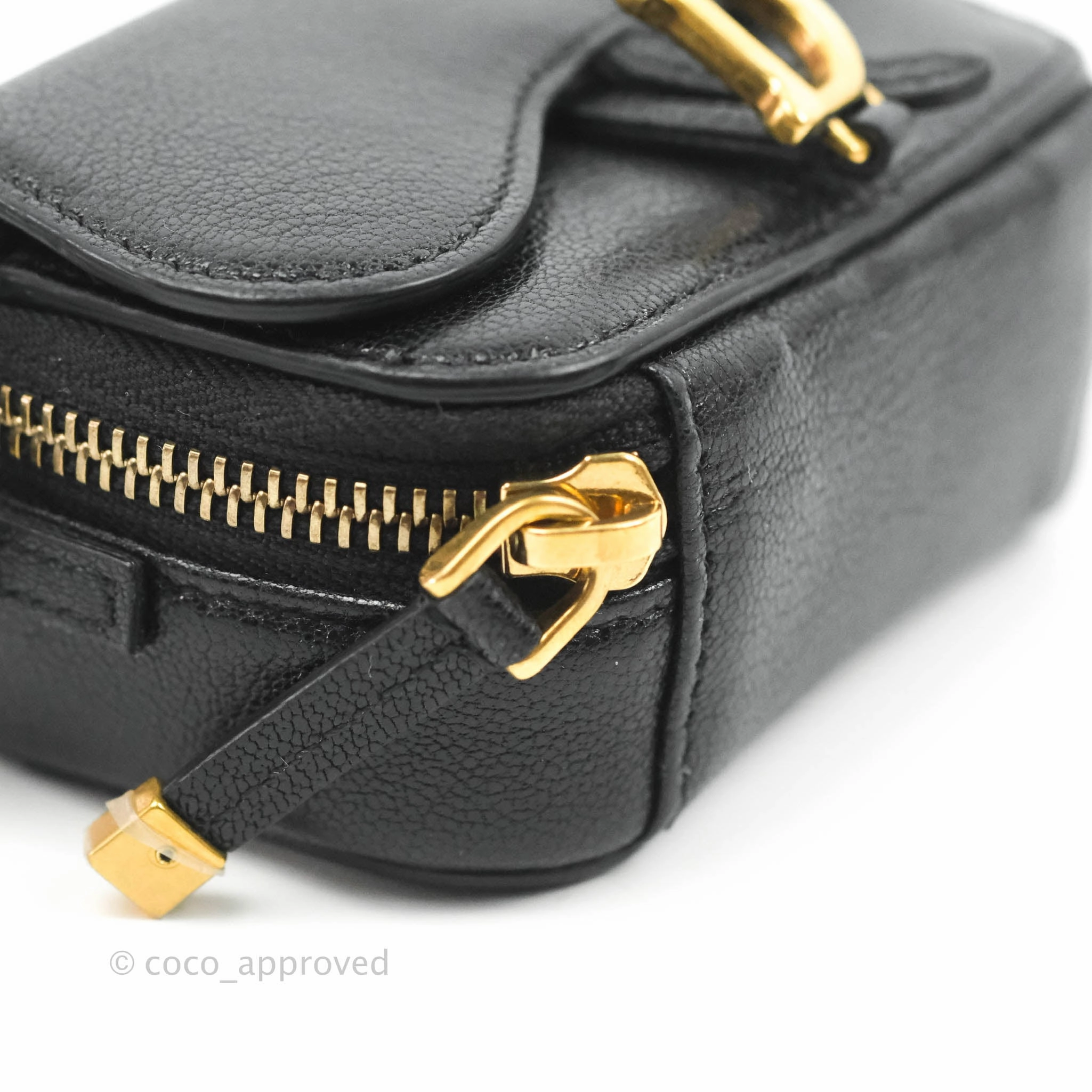 Dior Mini Saddle Shoulder Strap Pouch Black Goatskin