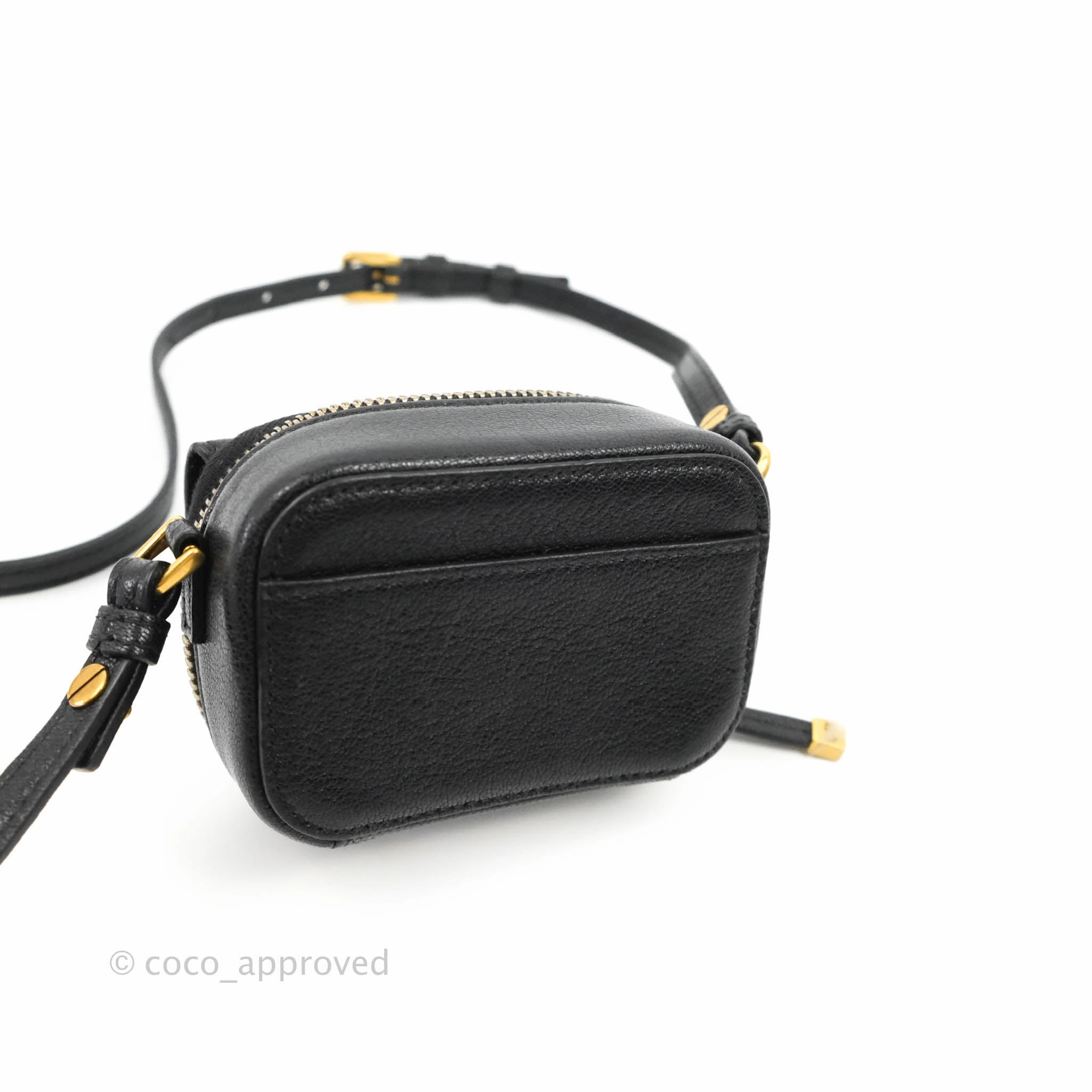 Dior Mini Saddle Shoulder Strap Pouch Black Goatskin