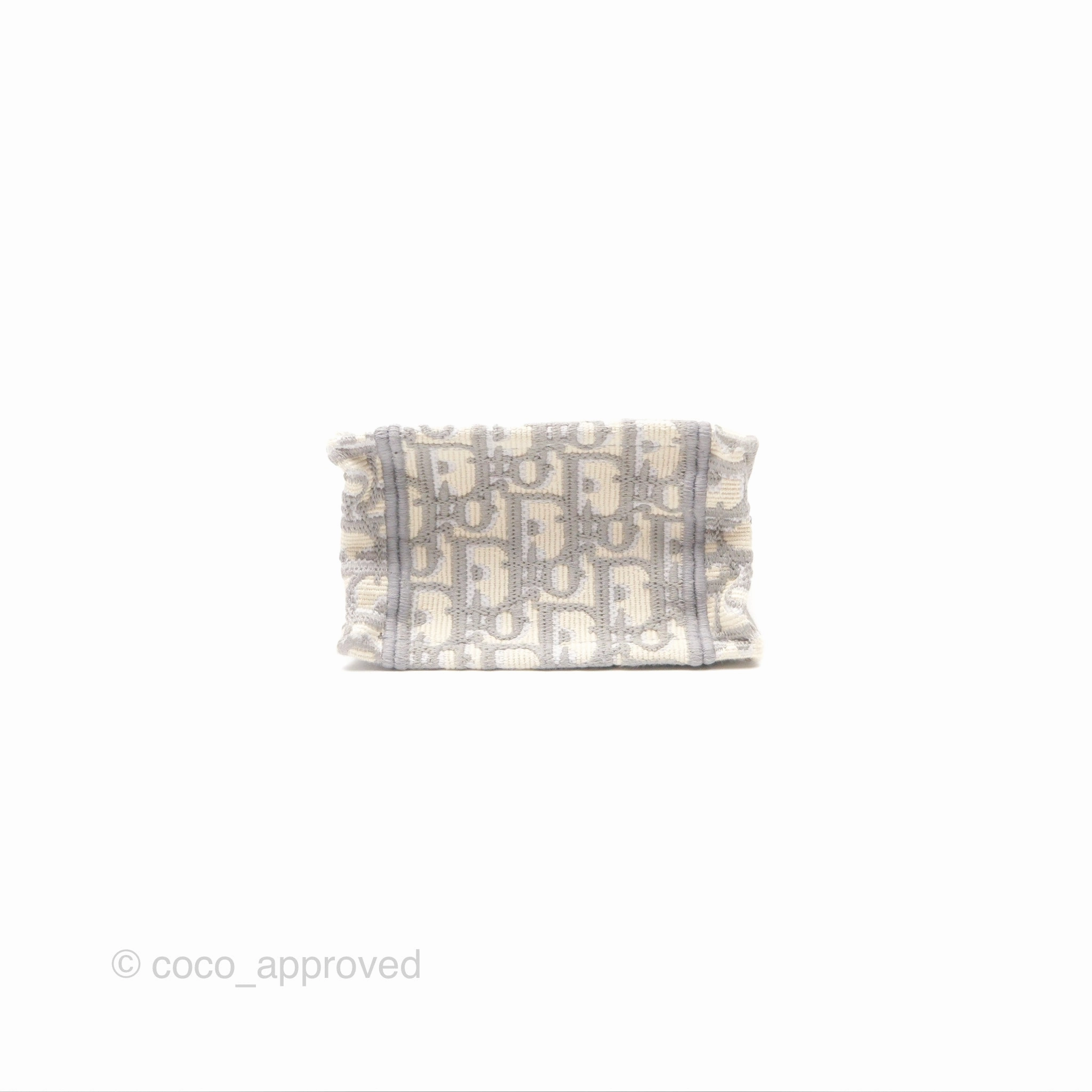 Dior Mini Vertical Gray Oblique Embroidery Book Tote
