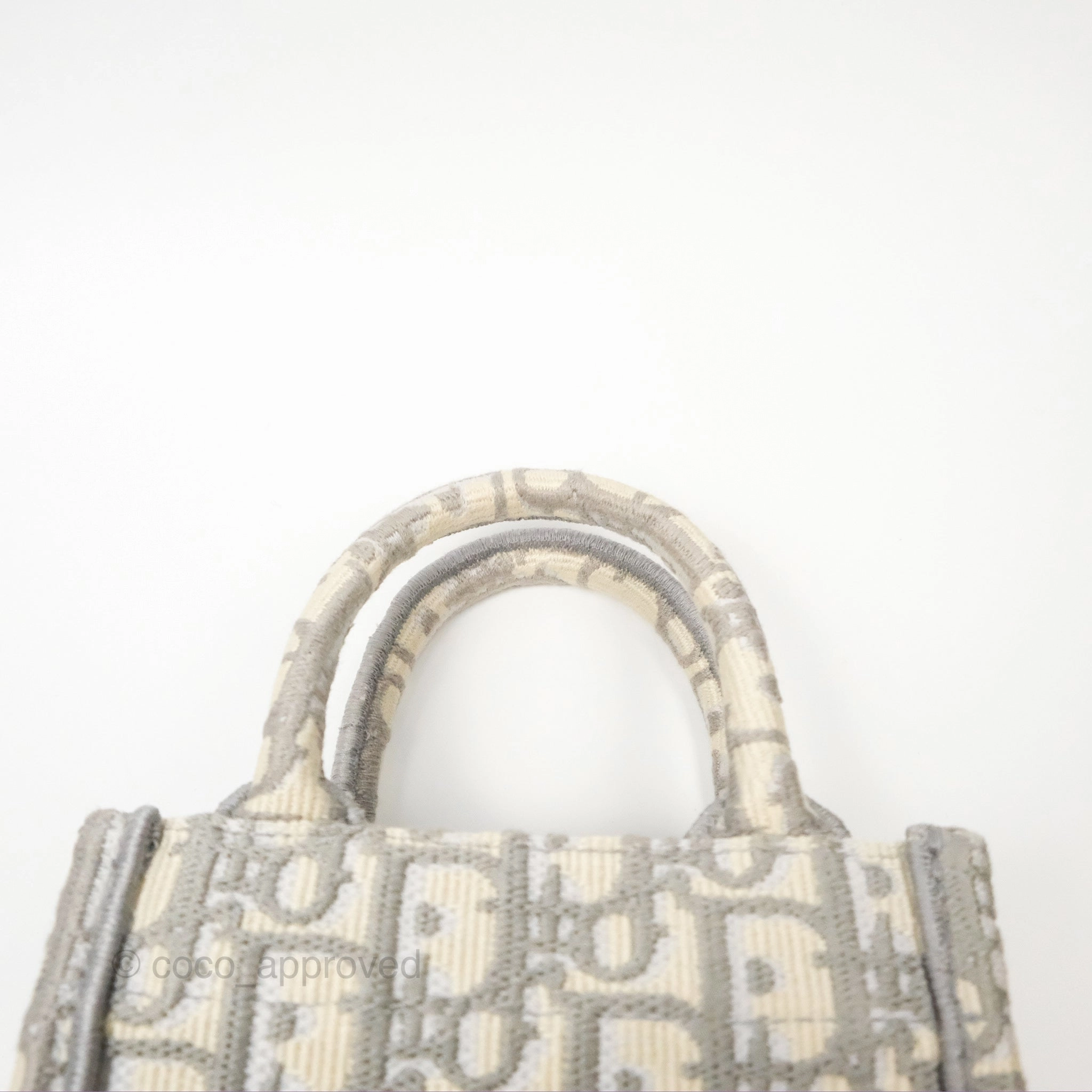 Dior Mini Vertical Gray Oblique Embroidery Book Tote