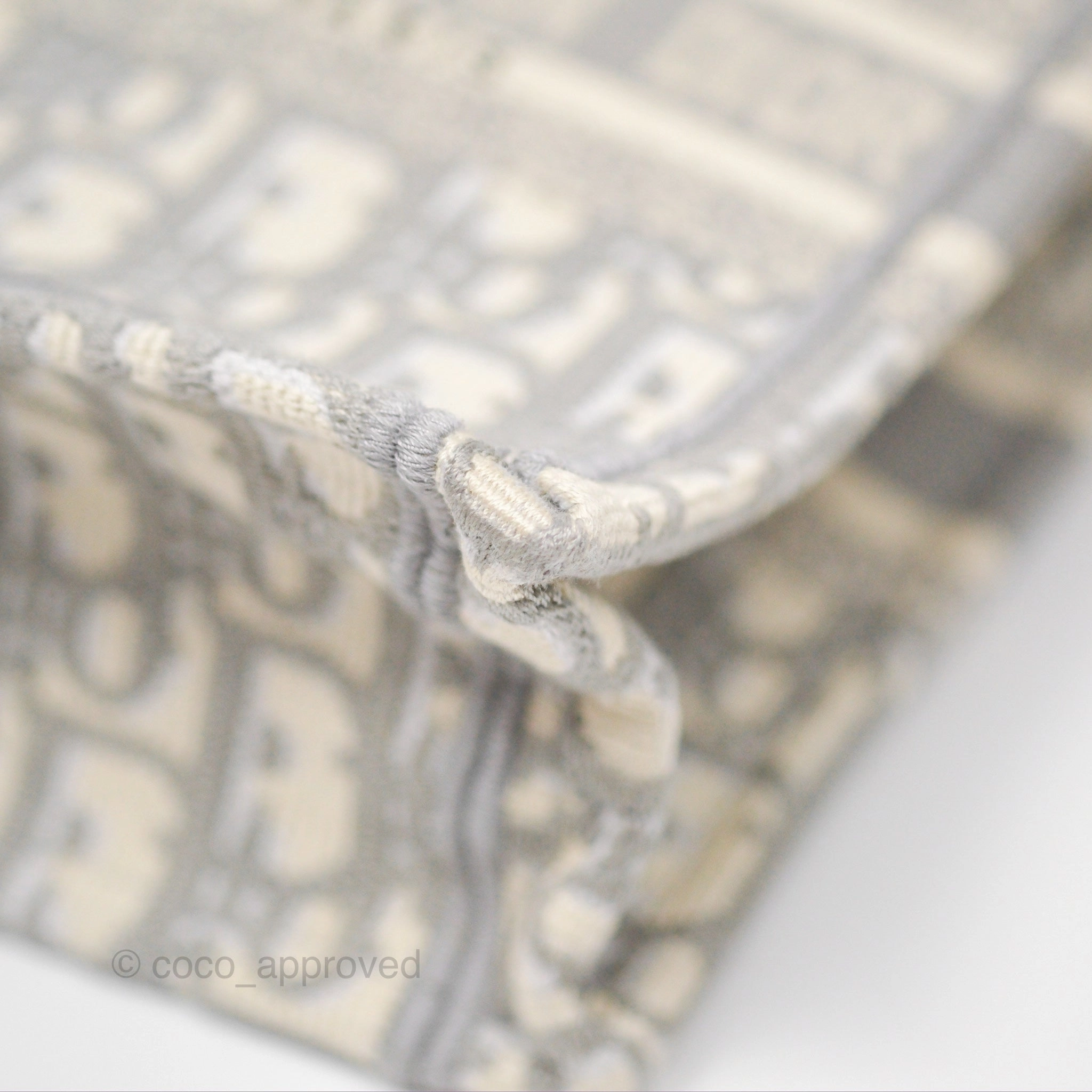 Dior Mini Vertical Gray Oblique Embroidery Book Tote