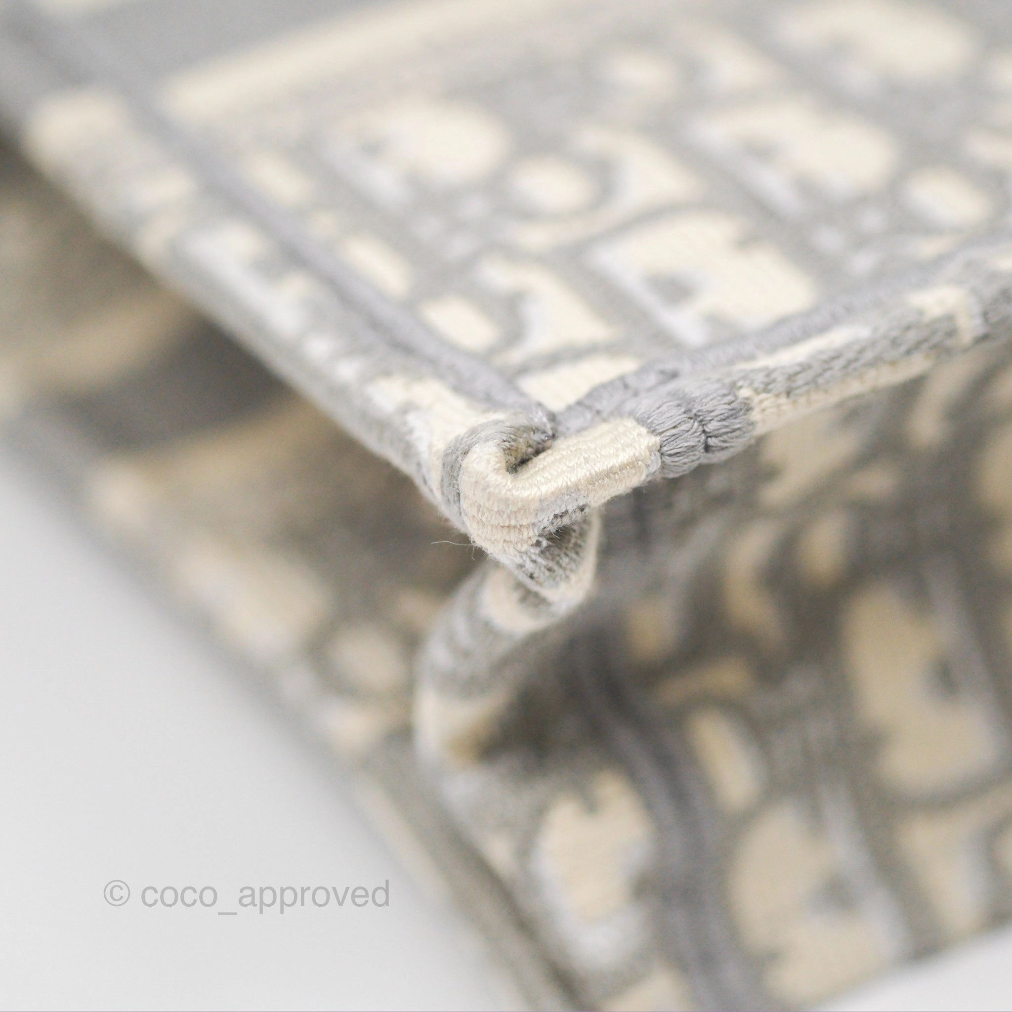 Dior Mini Vertical Gray Oblique Embroidery Book Tote