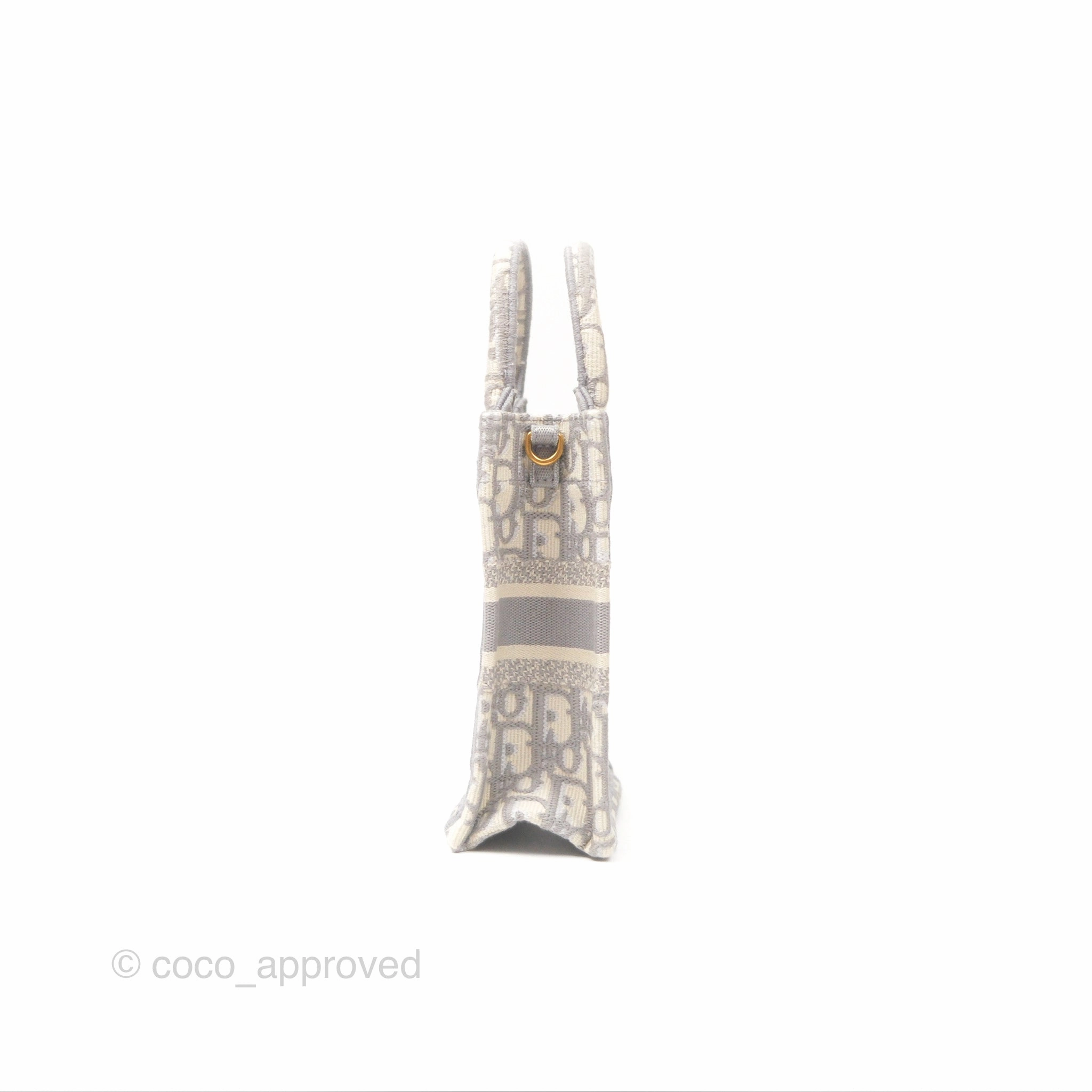 Dior Mini Vertical Gray Oblique Embroidery Book Tote