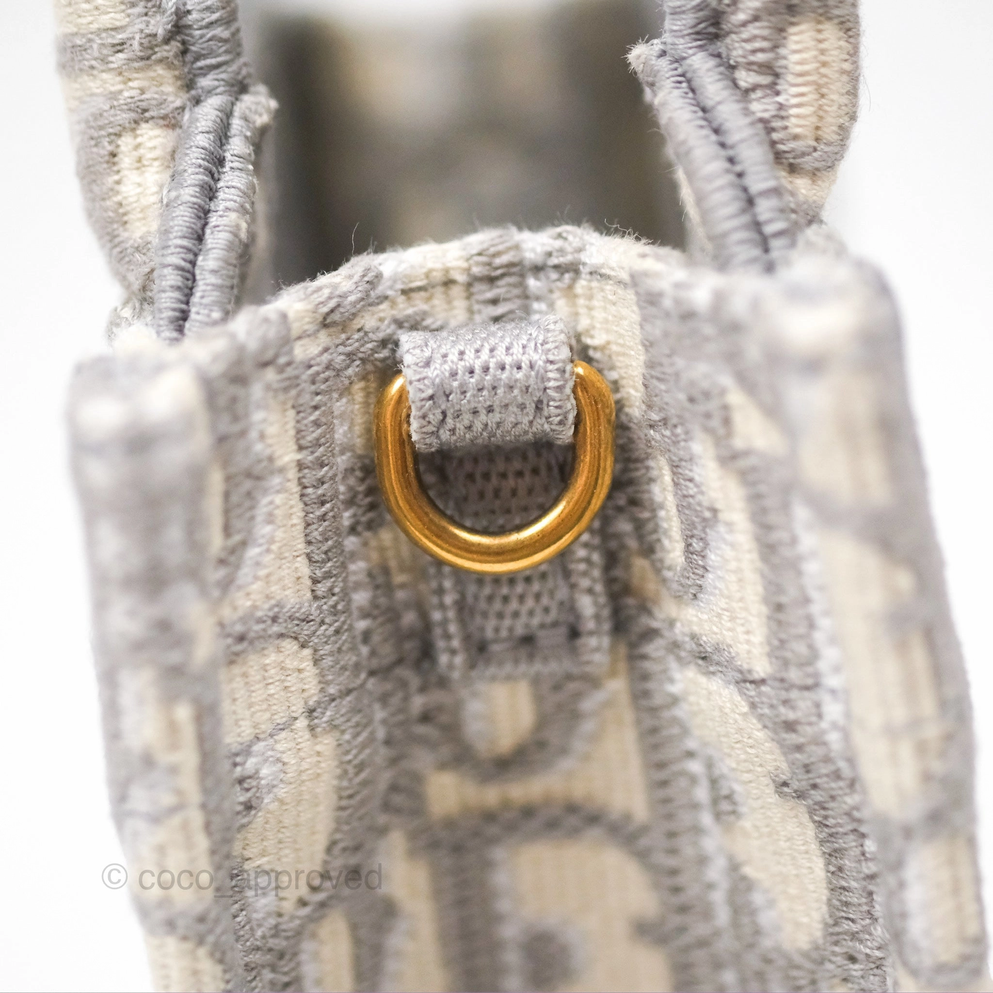 Dior Mini Vertical Gray Oblique Embroidery Book Tote