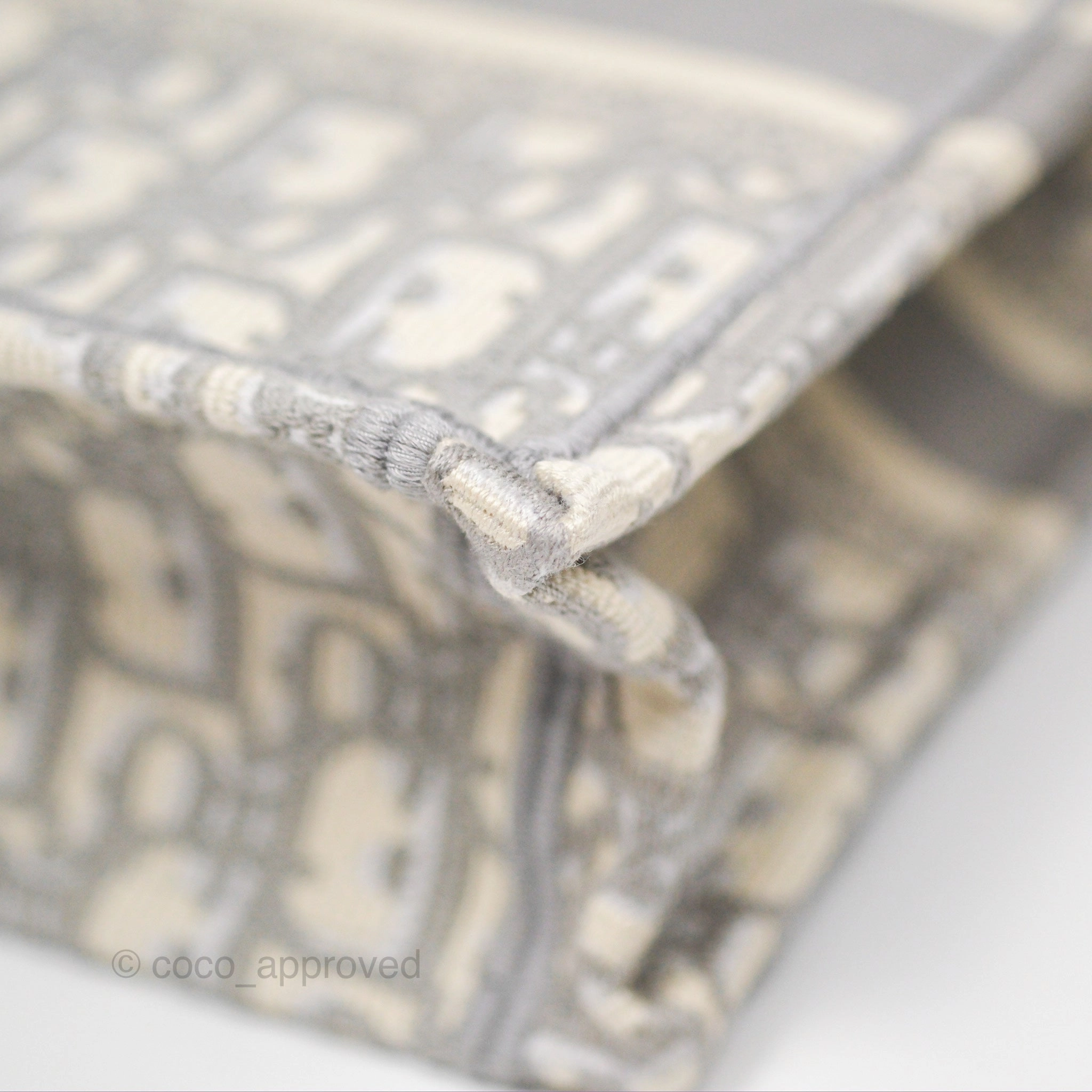 Dior Mini Vertical Gray Oblique Embroidery Book Tote