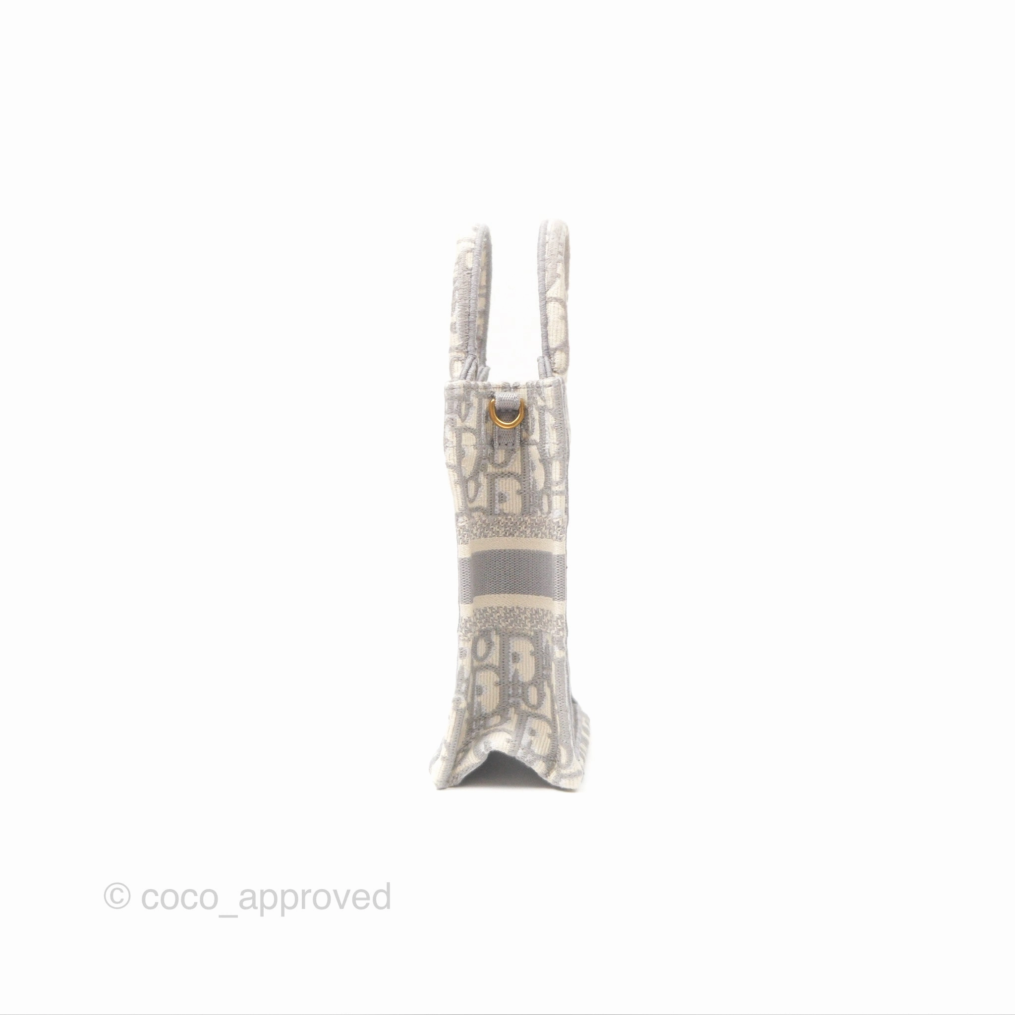 Dior Mini Vertical Gray Oblique Embroidery Book Tote