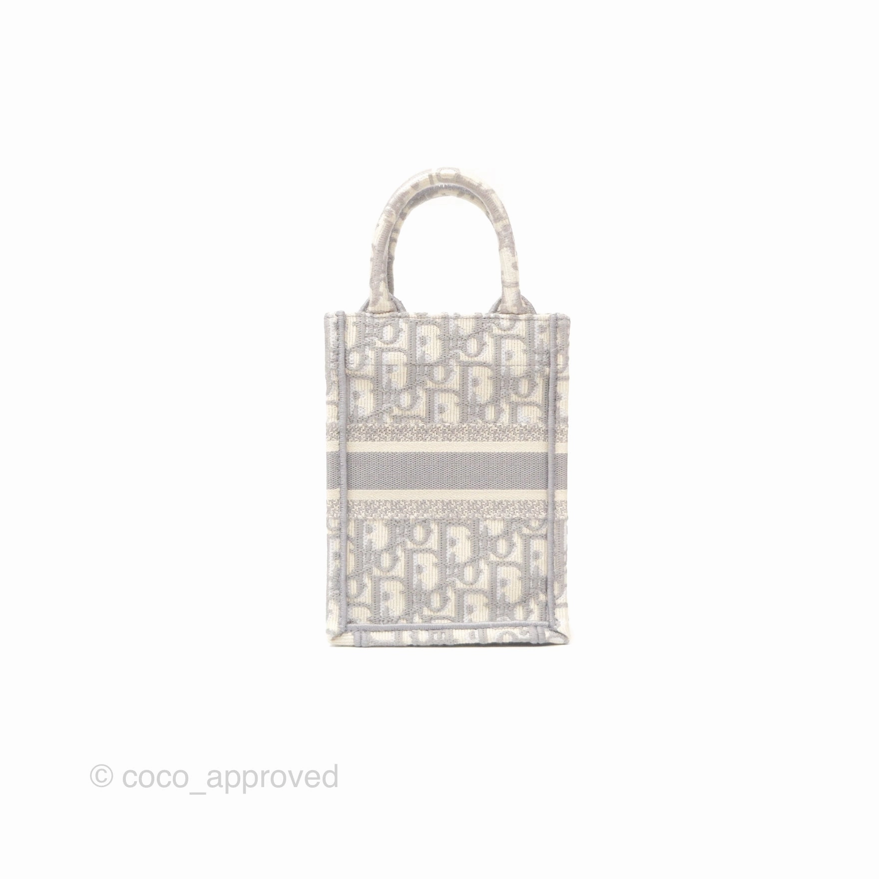 Dior Mini Vertical Gray Oblique Embroidery Book Tote