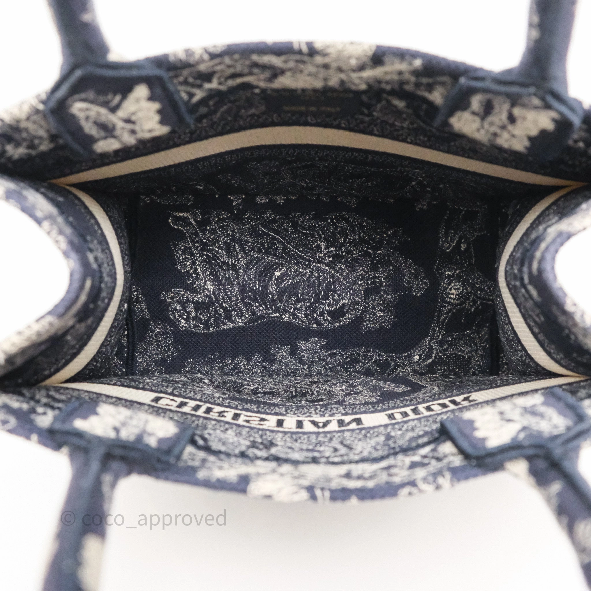 Dior New Small Book Tote Embroidered Toile De Jouy Navy
