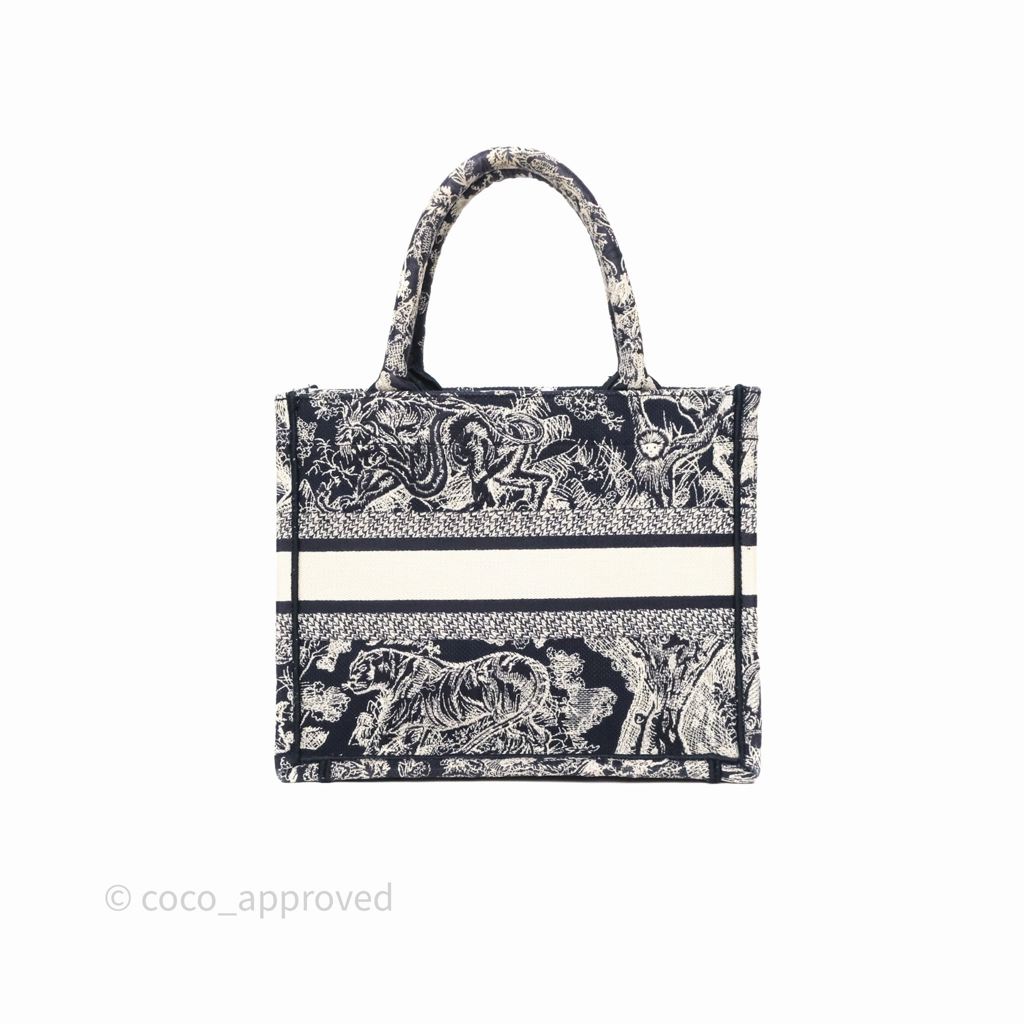 Dior New Small Book Tote Embroidered Toile De Jouy Navy