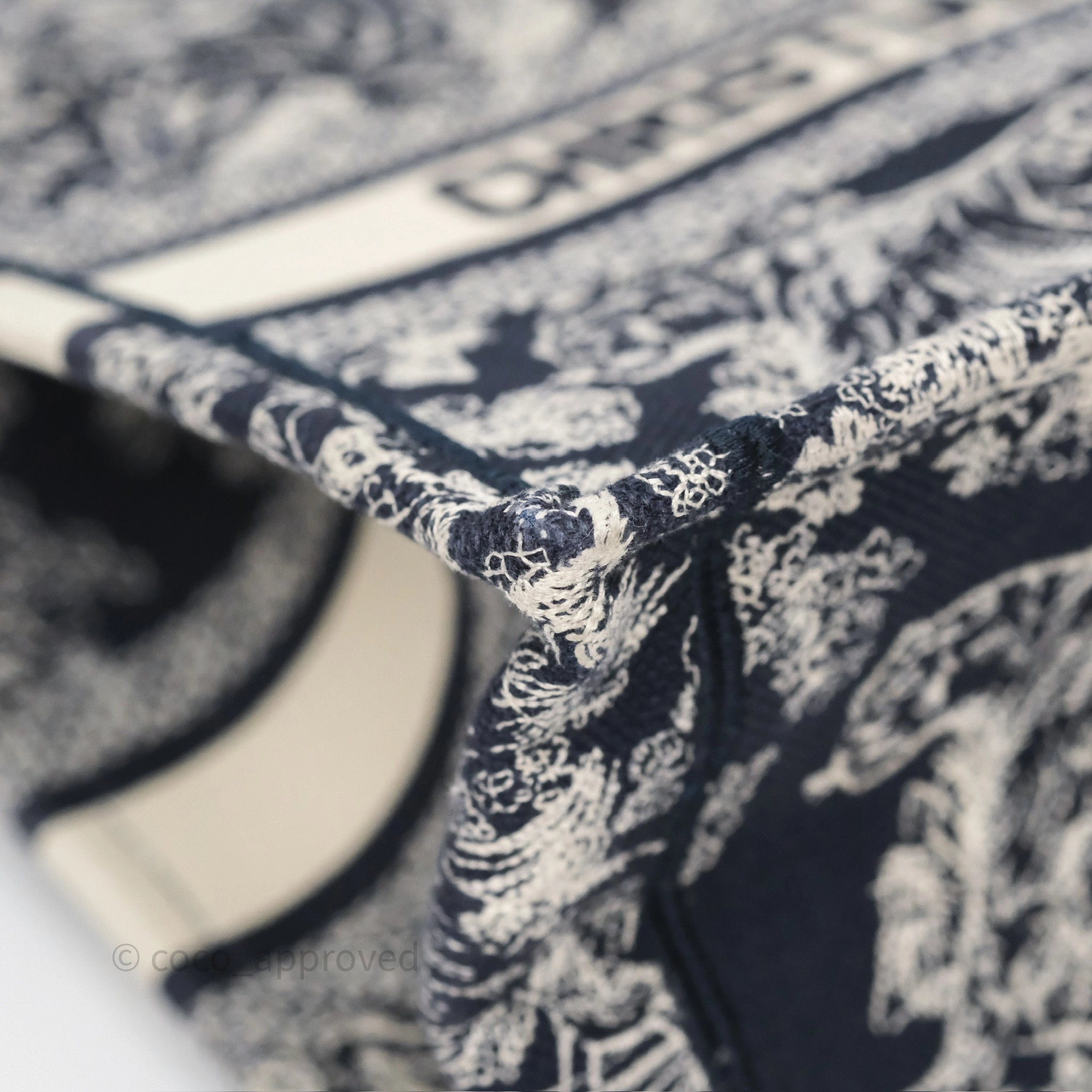 Dior New Small Book Tote Embroidered Toile De Jouy Navy