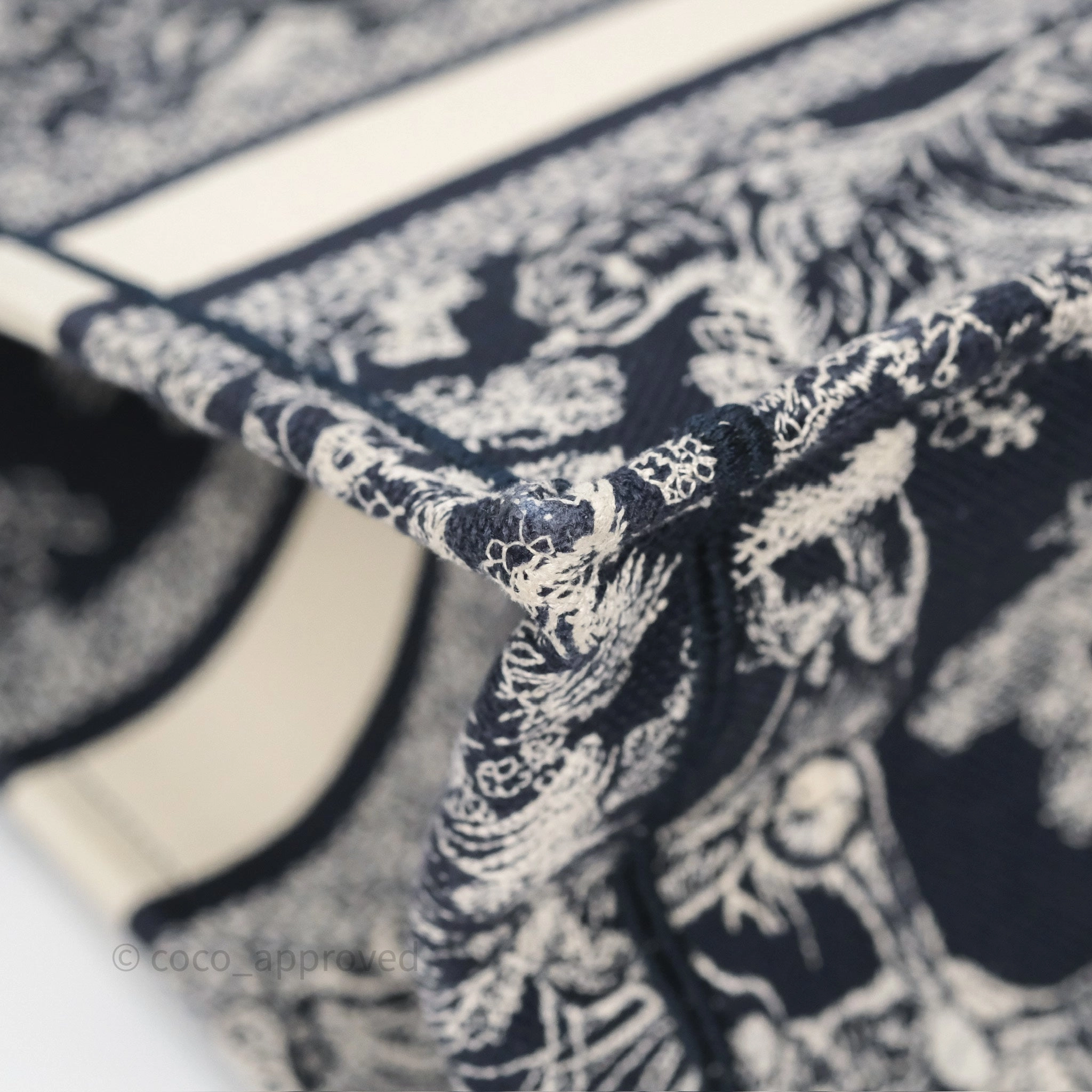 Dior New Small Book Tote Embroidered Toile De Jouy Navy