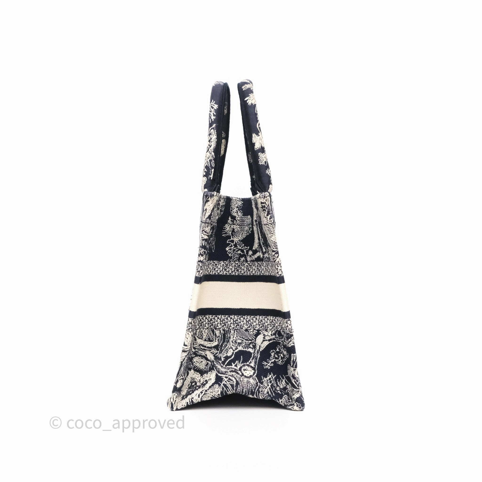 Dior New Small Book Tote Embroidered Toile De Jouy Navy