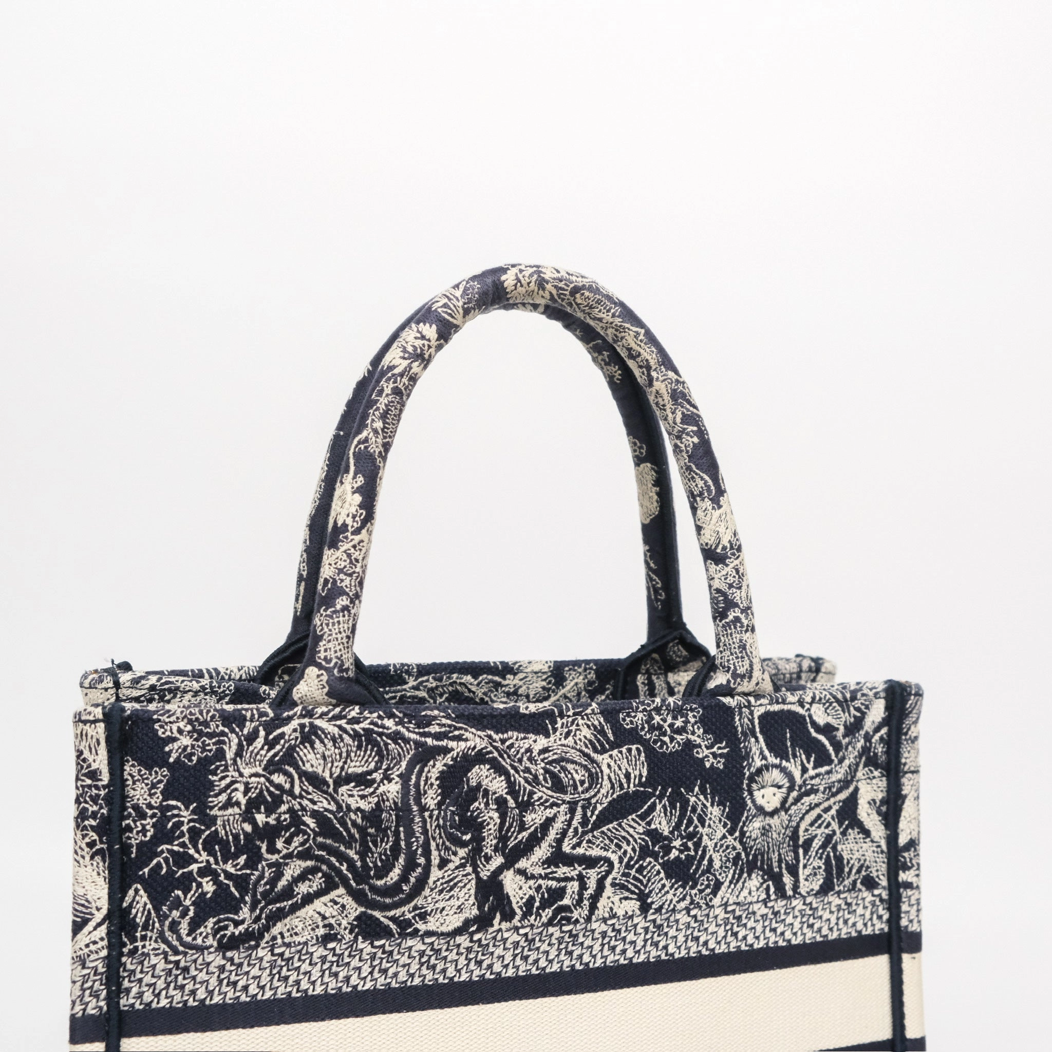 Dior New Small Book Tote Embroidered Toile De Jouy Navy