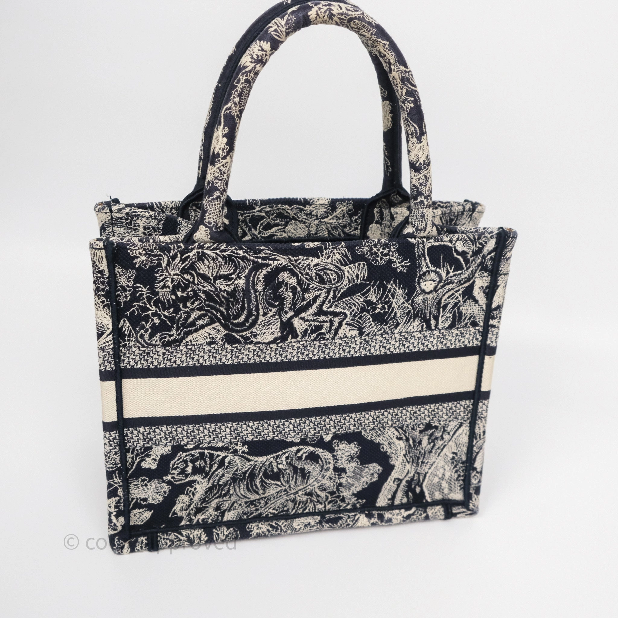 Dior New Small Book Tote Embroidered Toile De Jouy Navy