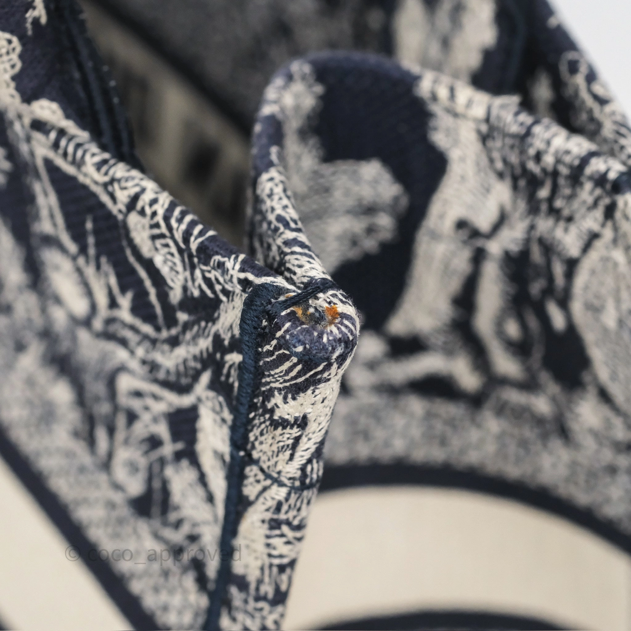 Dior New Small Book Tote Embroidered Toile De Jouy Navy
