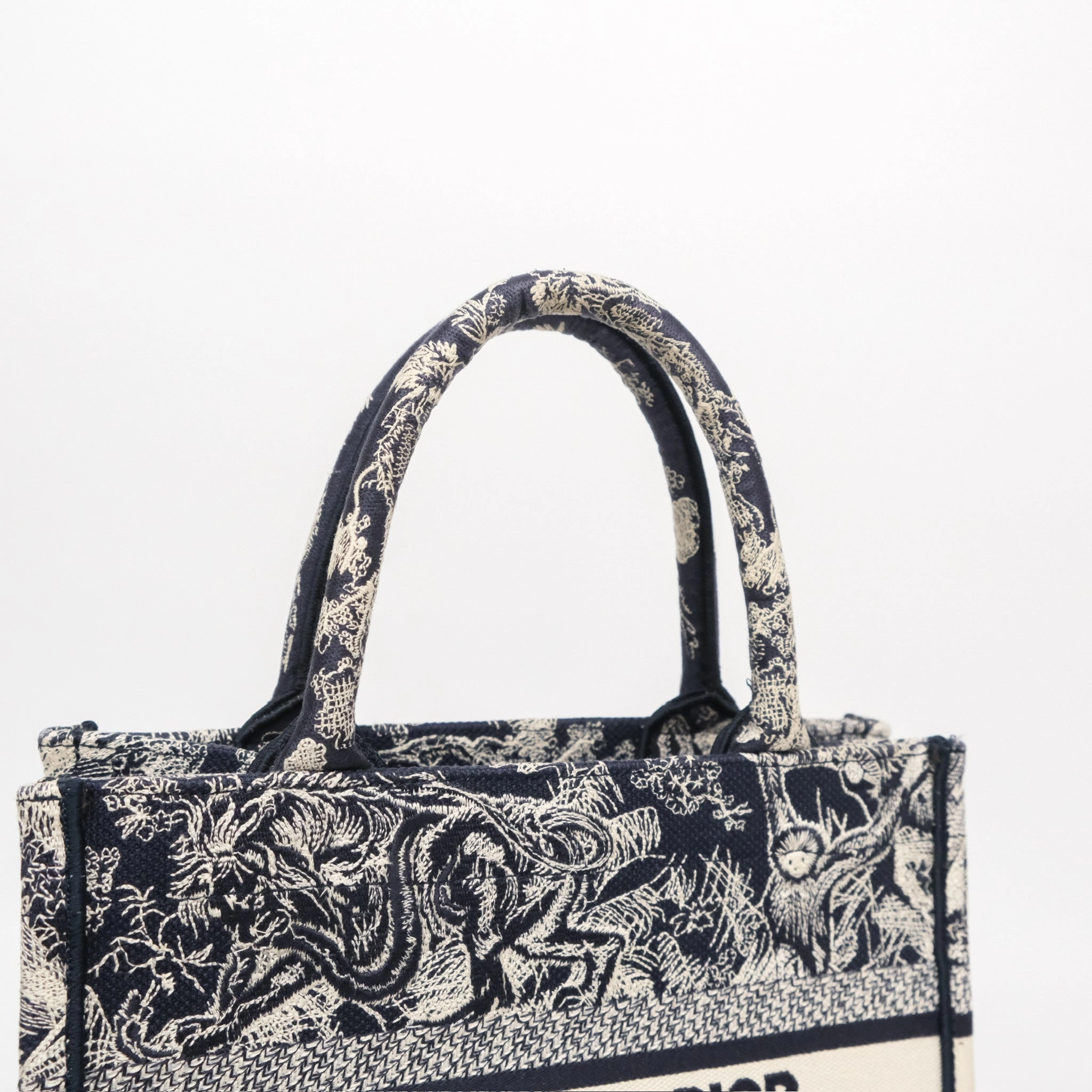 Dior New Small Book Tote Embroidered Toile De Jouy Navy