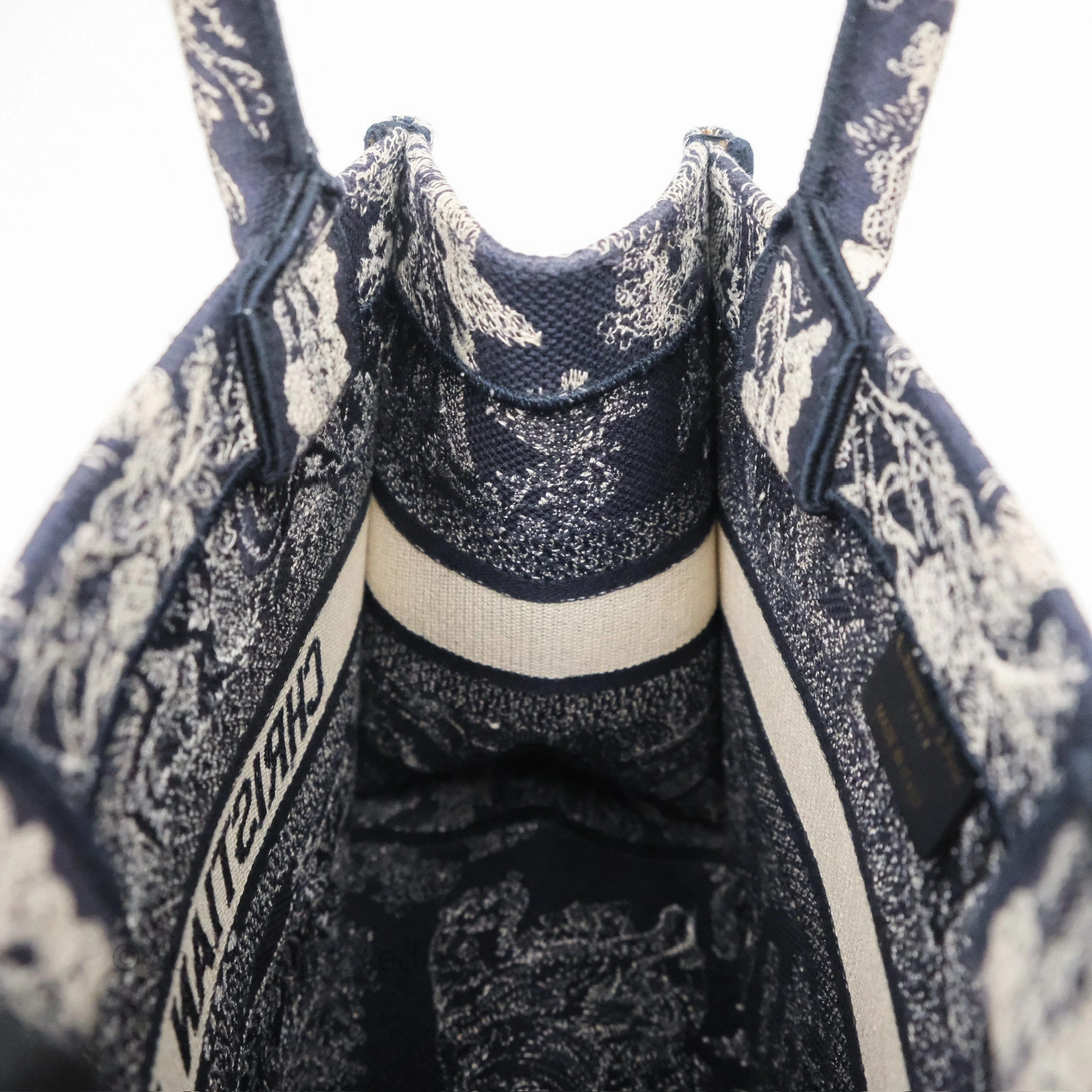 Dior New Small Book Tote Embroidered Toile De Jouy Navy