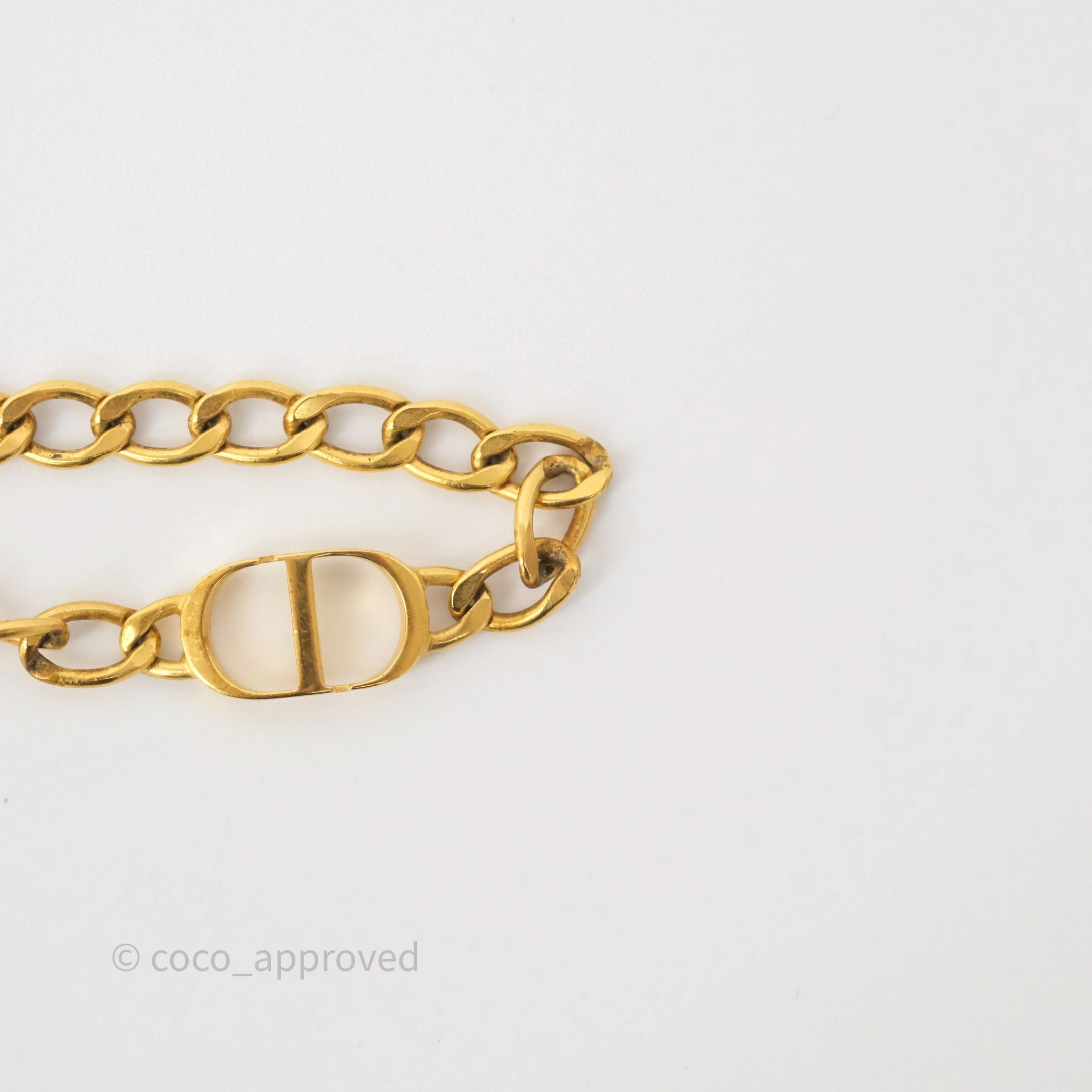 Dior Petit CD Chain Bracelet Antique Gold Tone