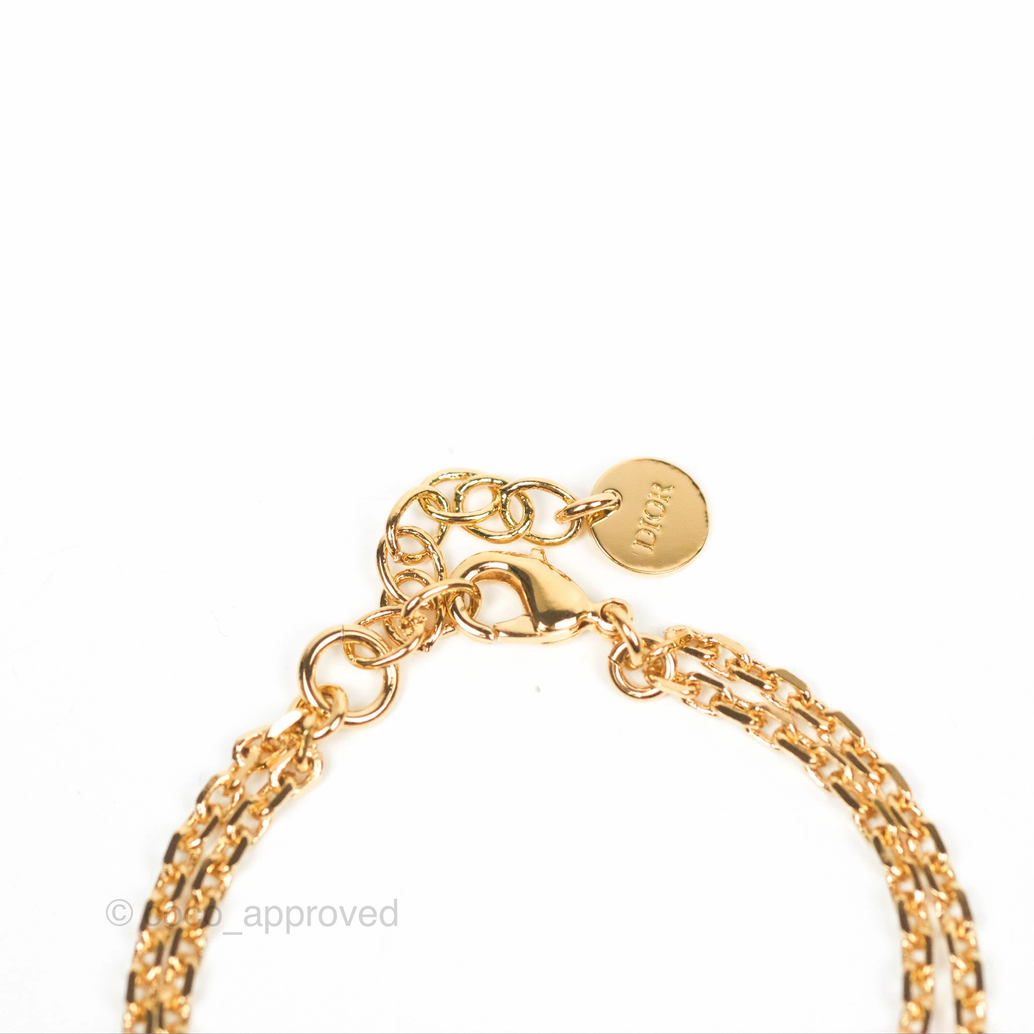 Dior Petit Star Crystal CD Charm Bracelet Gold Tone