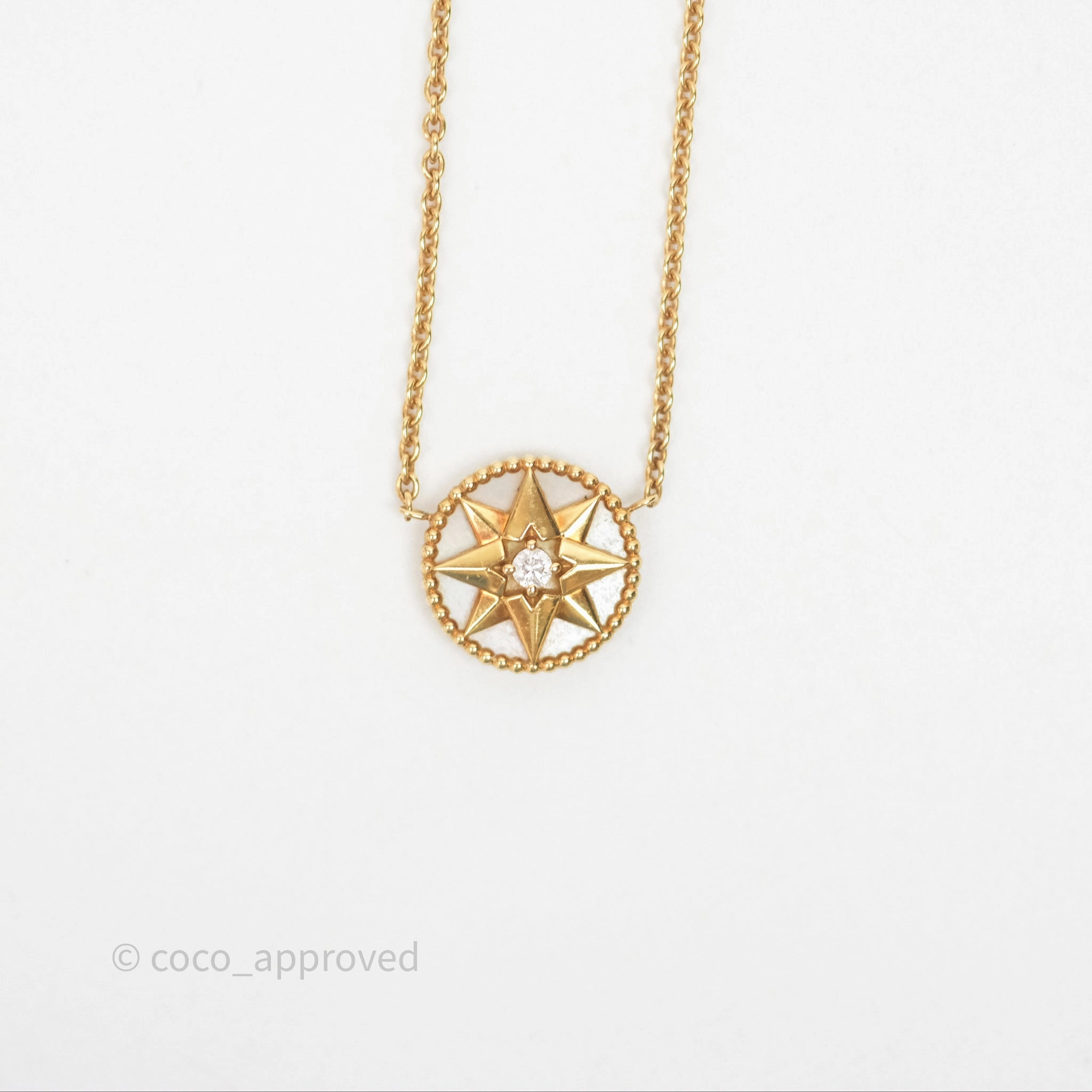 Dior Rose des Vents Necklace Yellow Gold Diamond Mother of Pearl