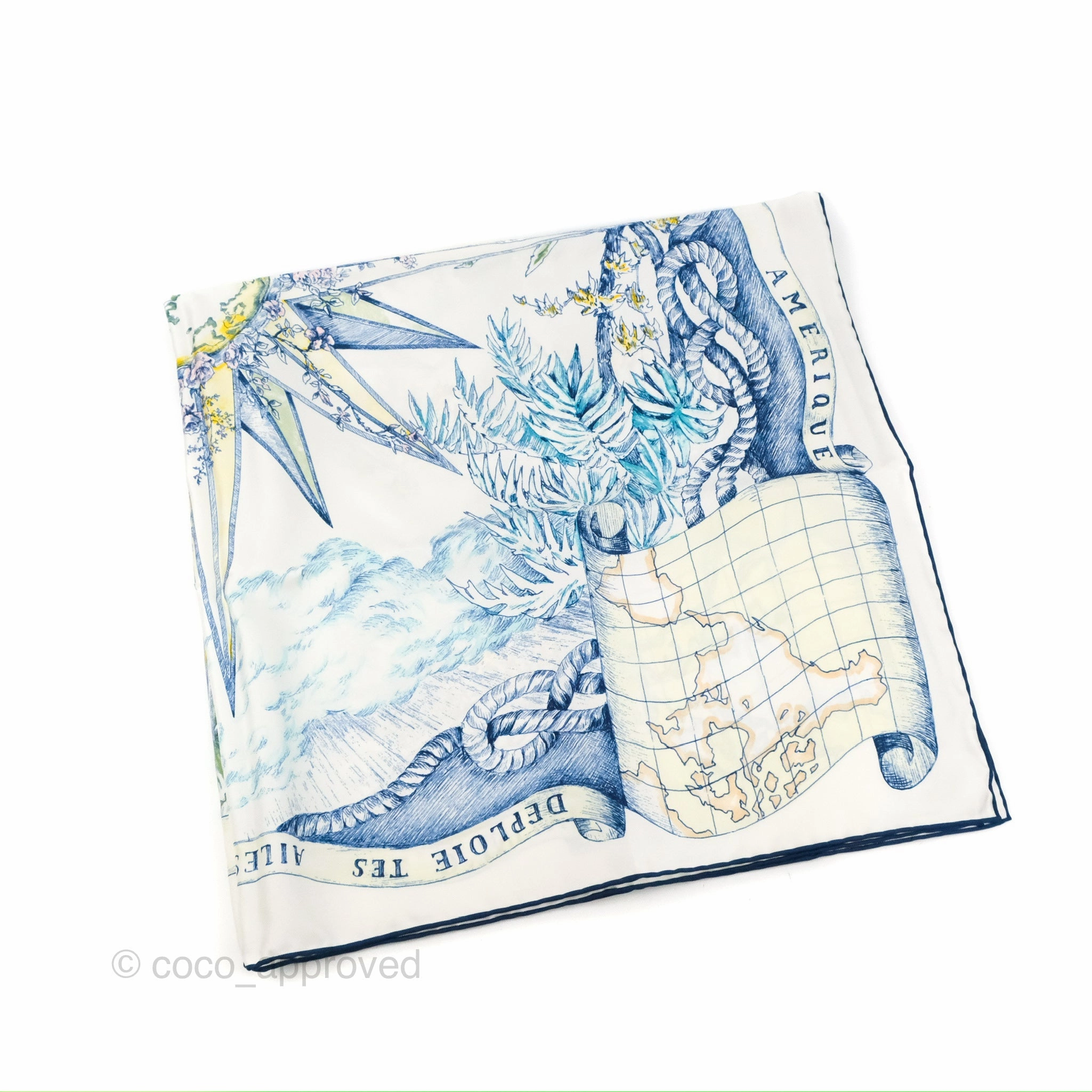 Dior Rve d'Infini Square Scarf 90 Ecru Multicolor Silk Twill
