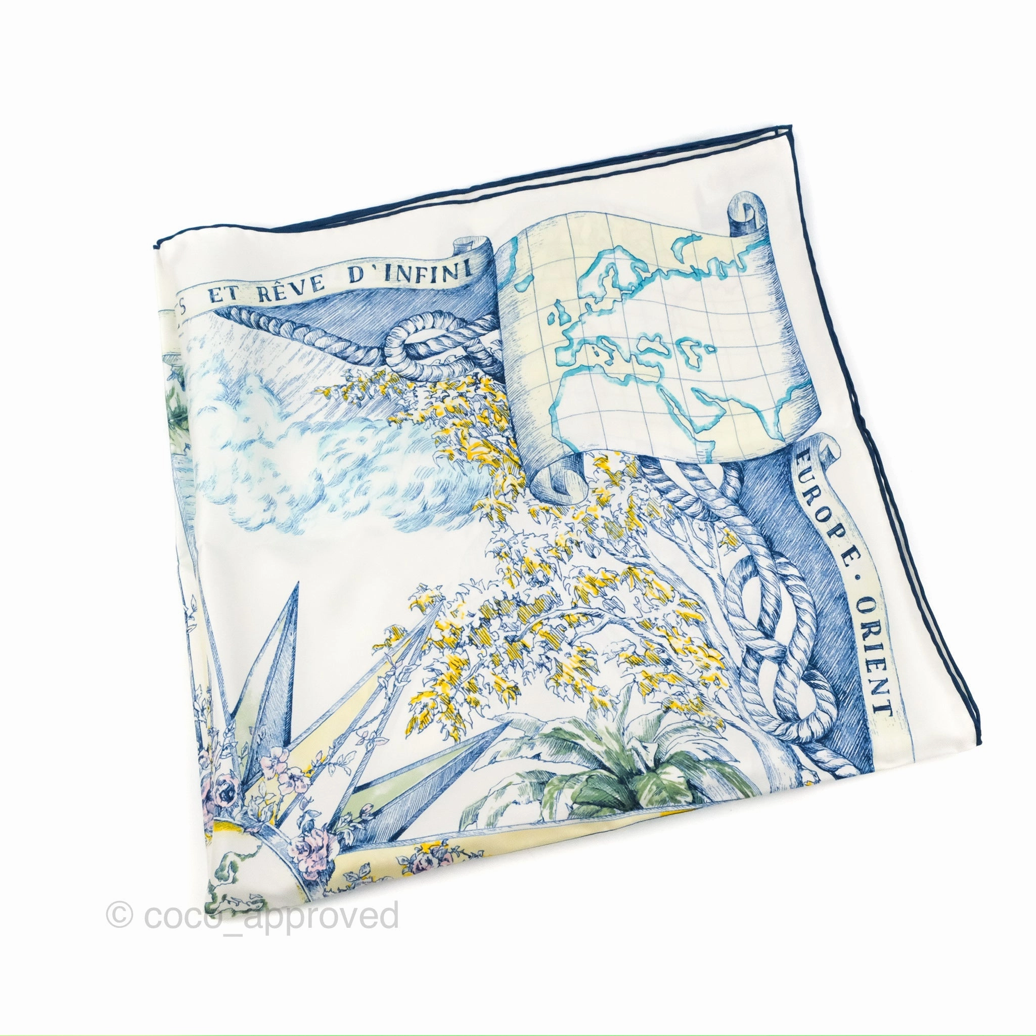 Dior Rve d'Infini Square Scarf 90 Ecru Multicolor Silk Twill