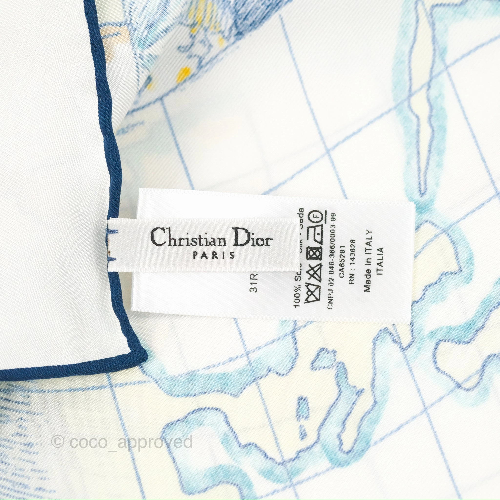 Dior Rve d'Infini Square Scarf 90 Ecru Multicolor Silk Twill