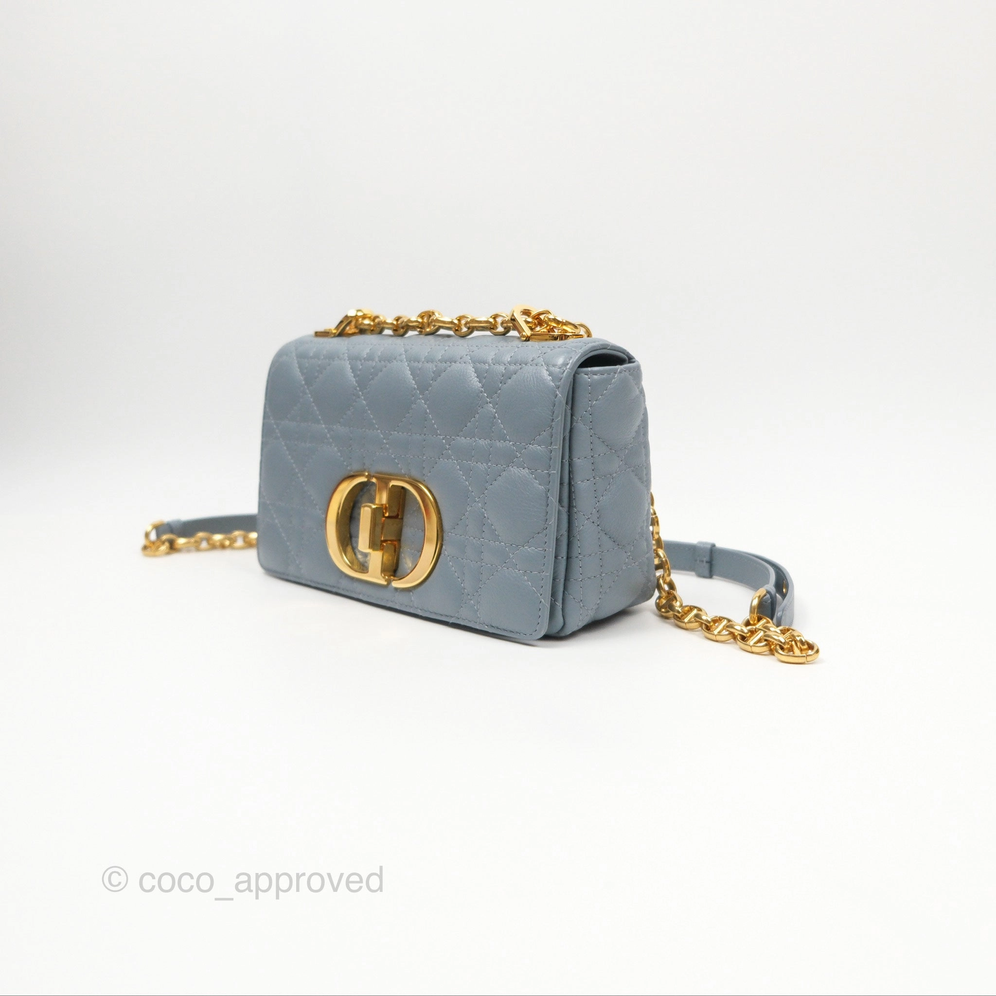 Dior Small Caro Bag Blue Supple Cannage Calfskin