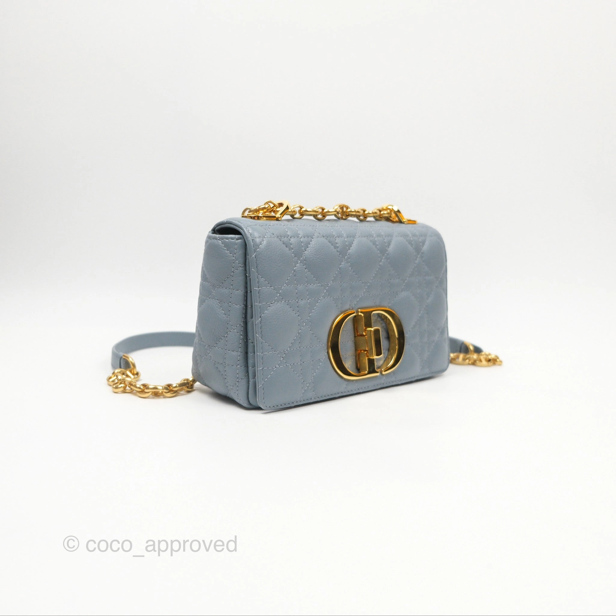 Dior Small Caro Bag Blue Supple Cannage Calfskin