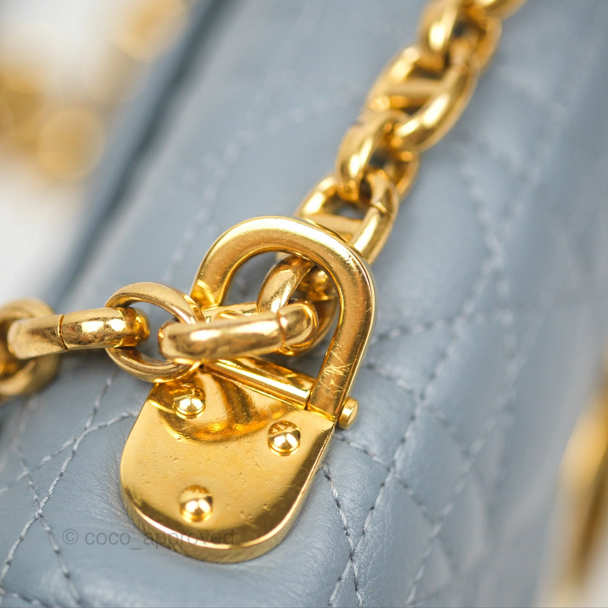 Dior Small Caro Bag Blue Supple Cannage Calfskin