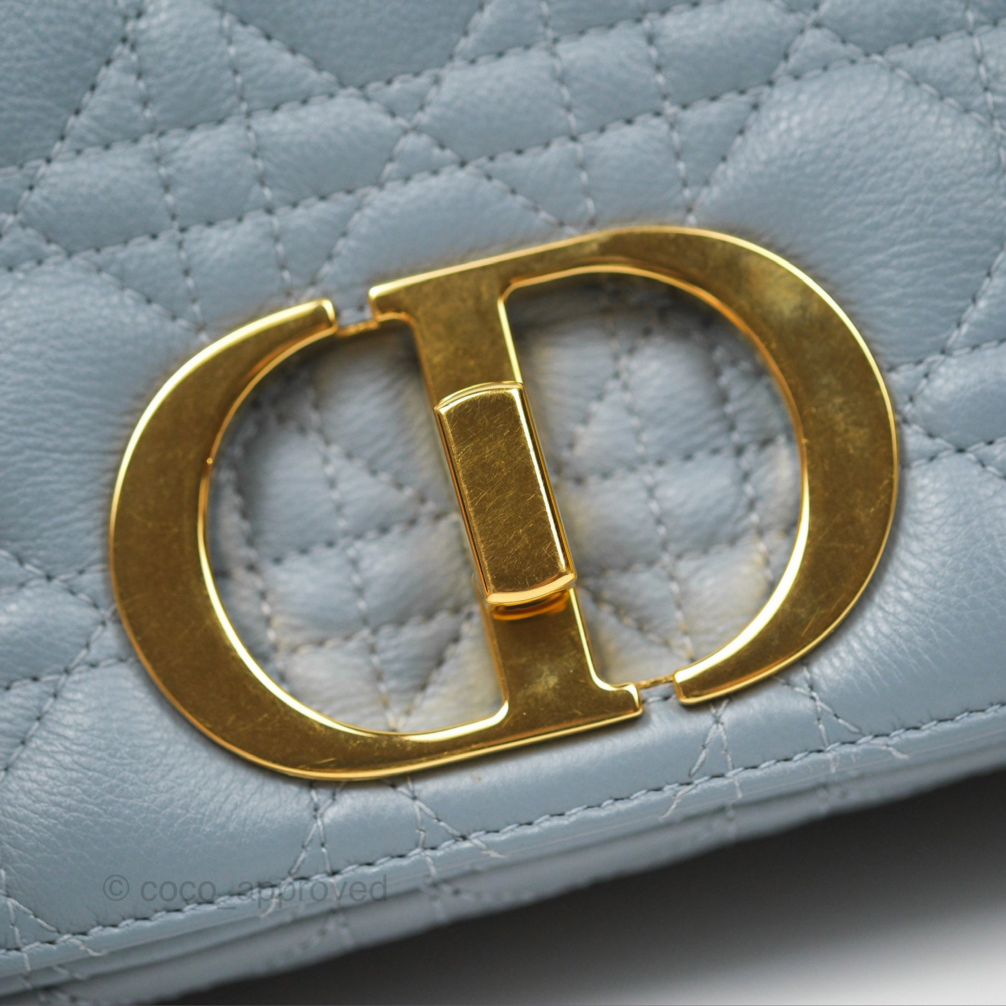 Dior Small Caro Bag Blue Supple Cannage Calfskin