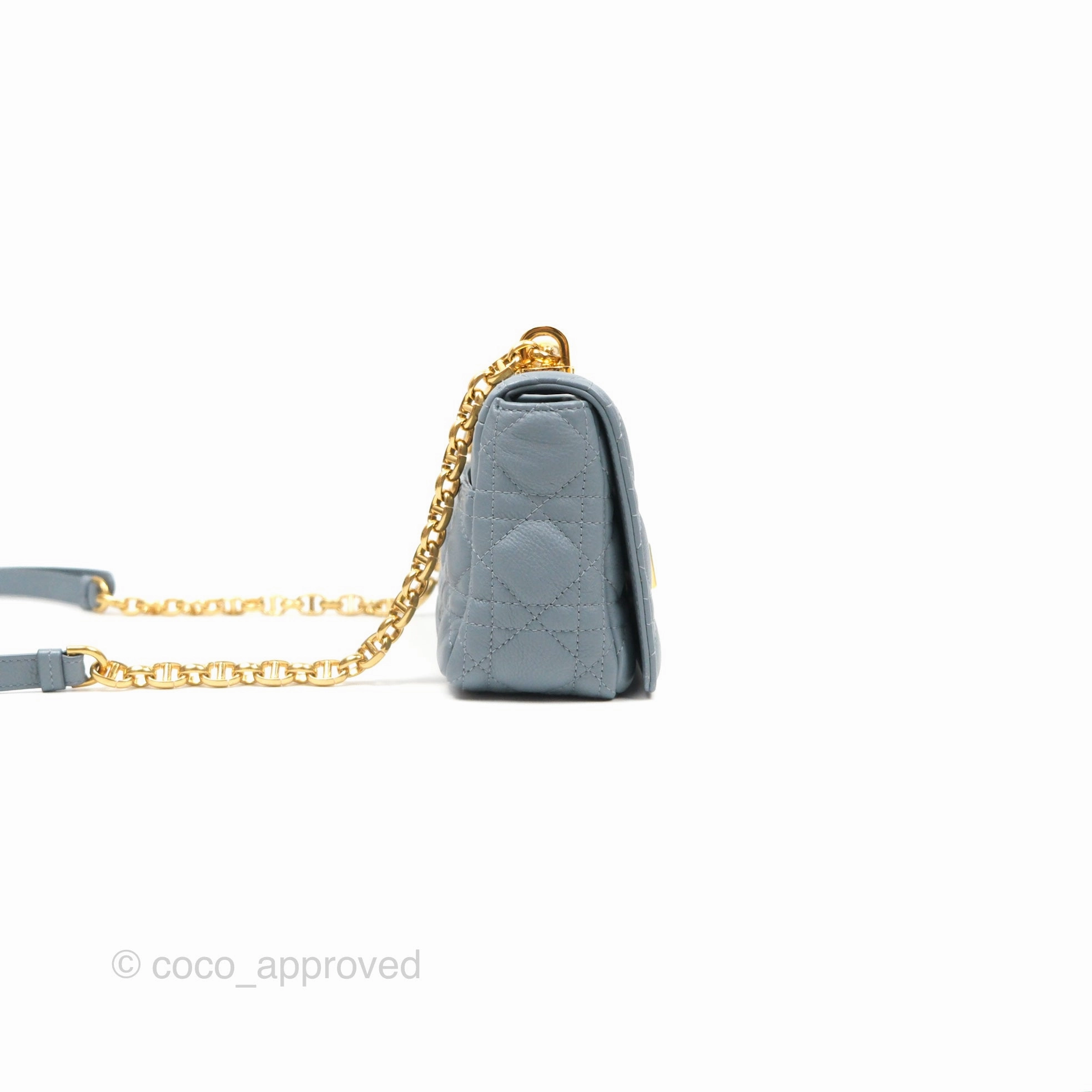 Dior Small Caro Bag Blue Supple Cannage Calfskin