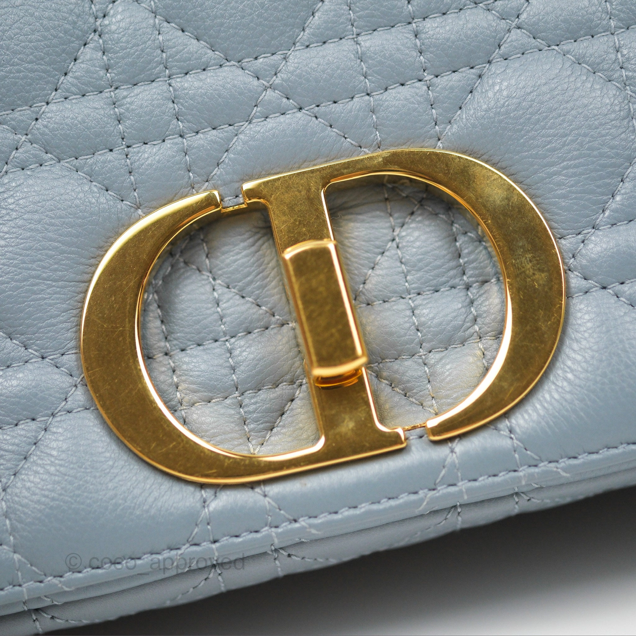 Dior Small Caro Bag Blue Supple Cannage Calfskin