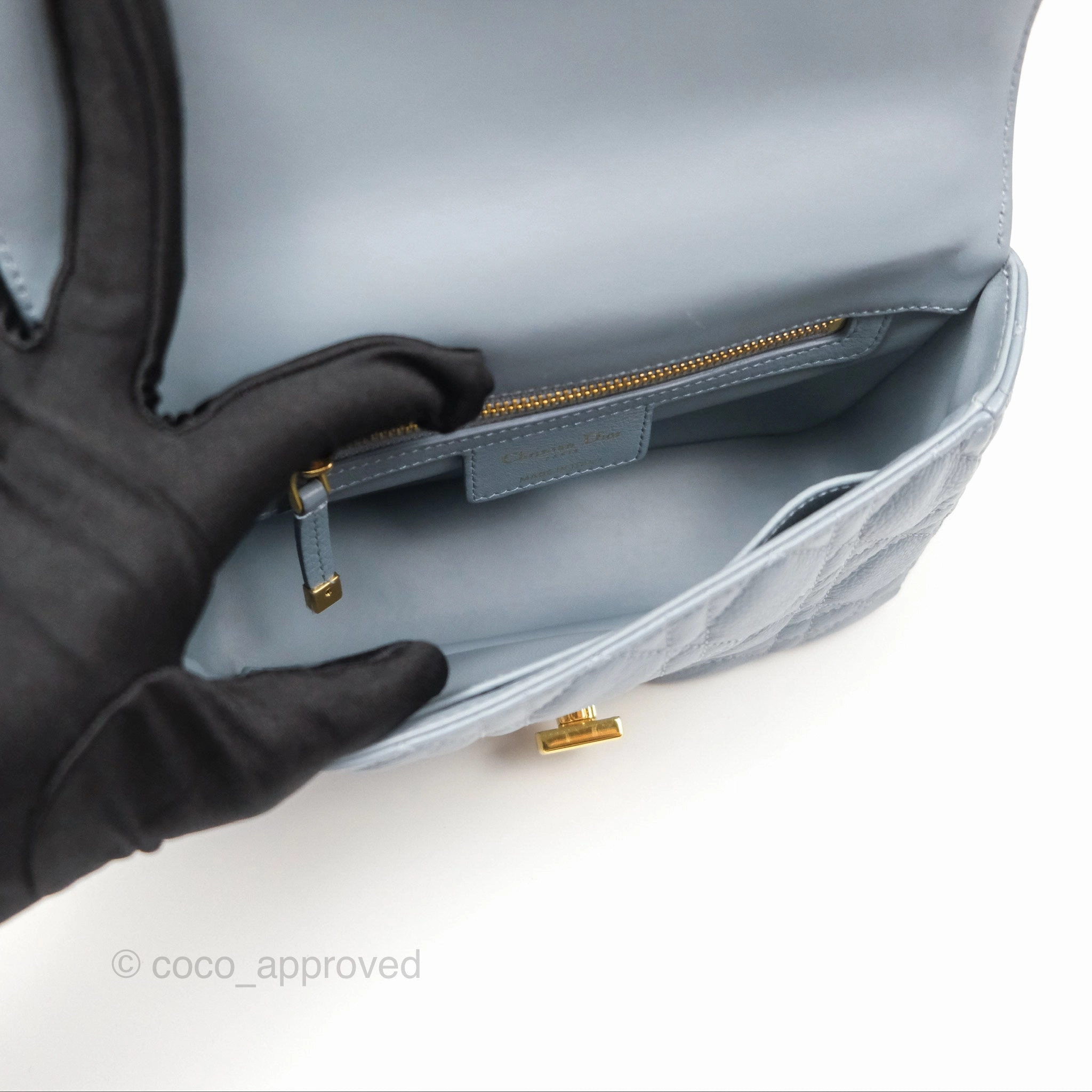 Dior Small Caro Bag Blue Supple Cannage Calfskin