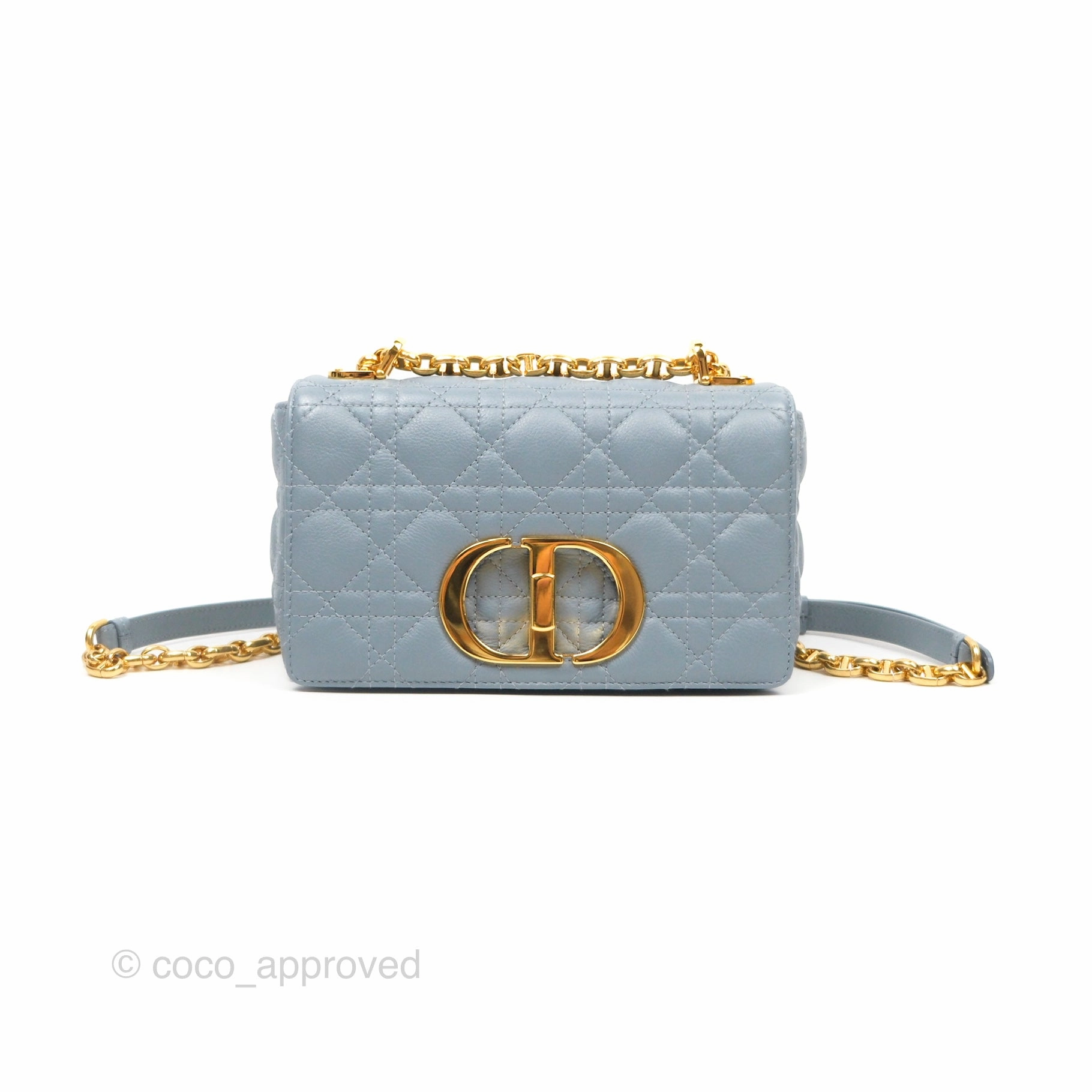 Dior Small Caro Bag Blue Supple Cannage Calfskin