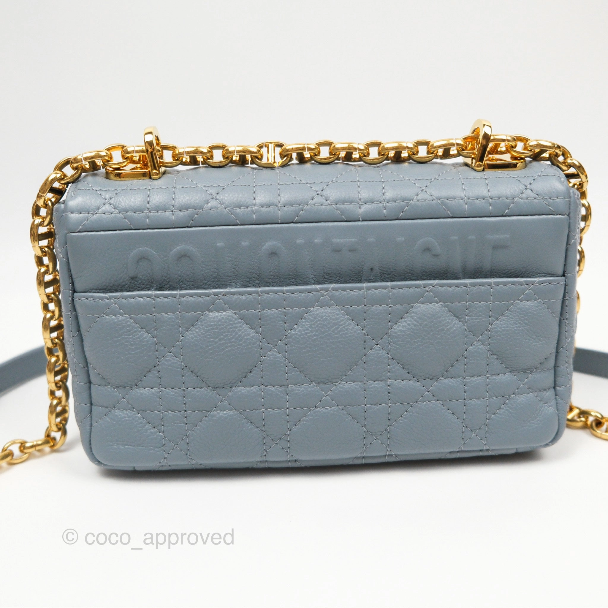 Dior Small Caro Bag Blue Supple Cannage Calfskin