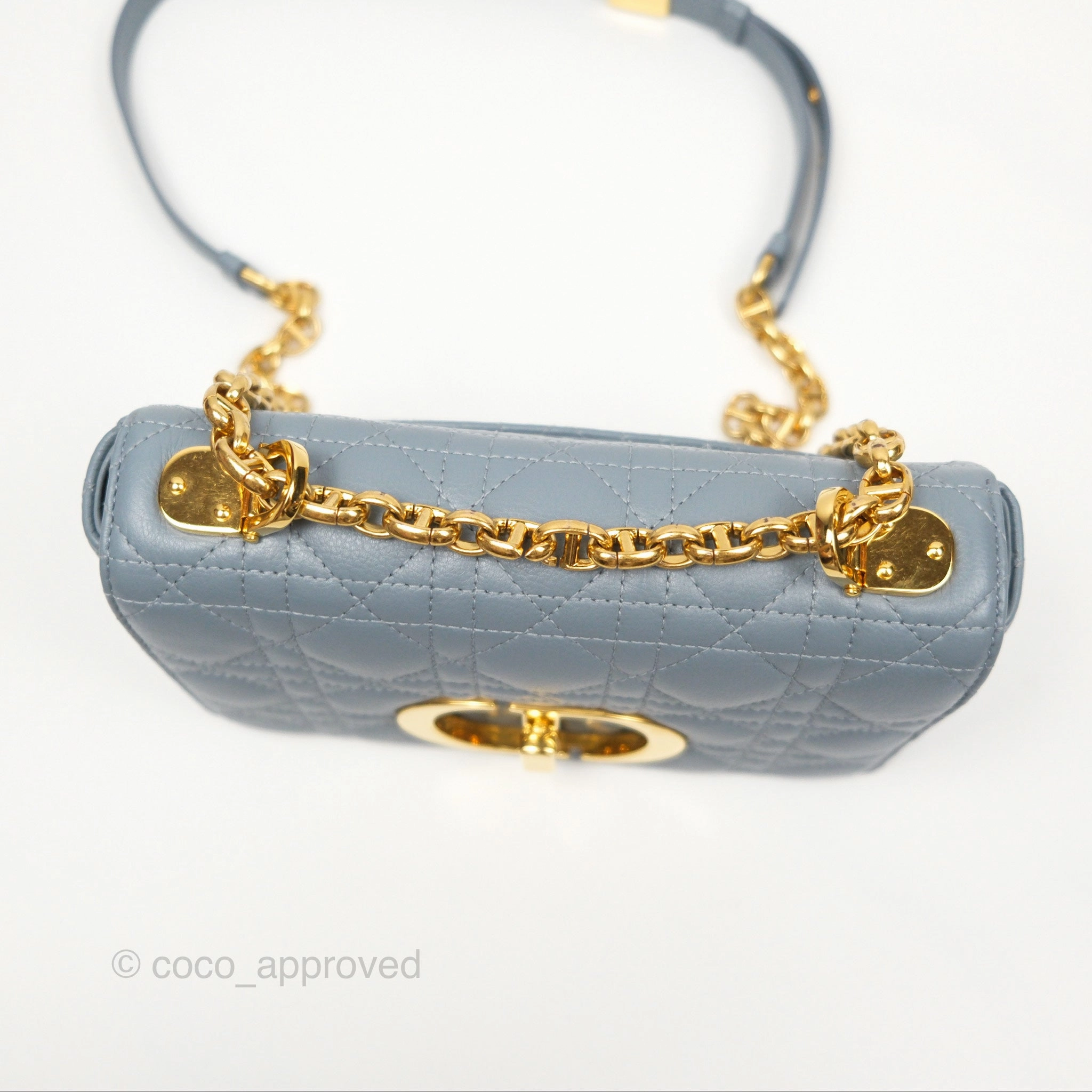 Dior Small Caro Bag Blue Supple Cannage Calfskin