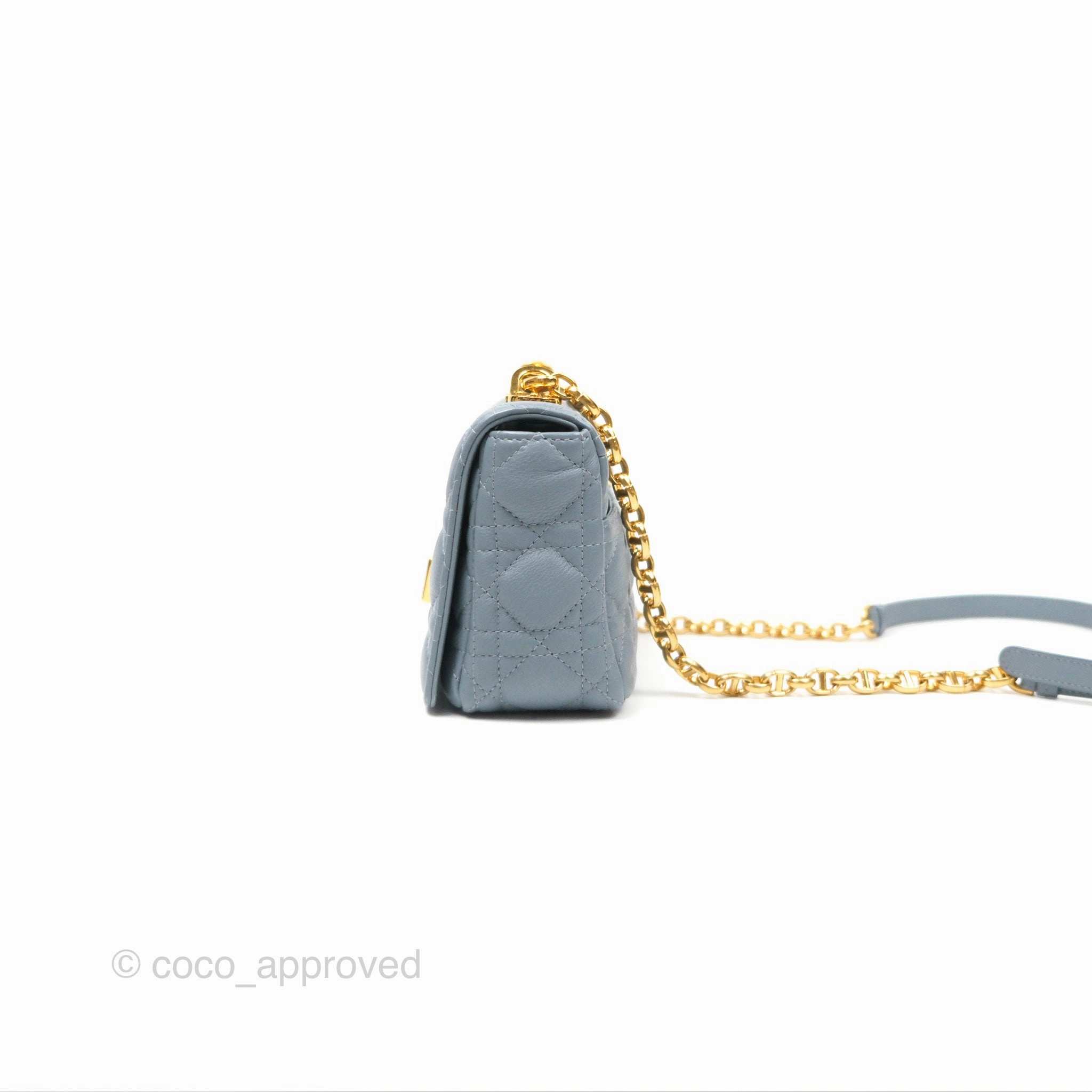 Dior Small Caro Bag Blue Supple Cannage Calfskin