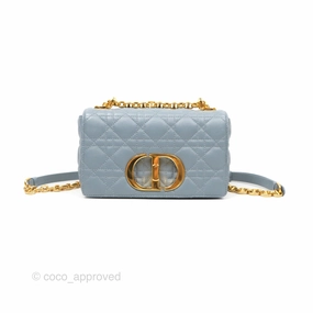 Dior Small Caro Bag Blue Supple Cannage Calfskin
