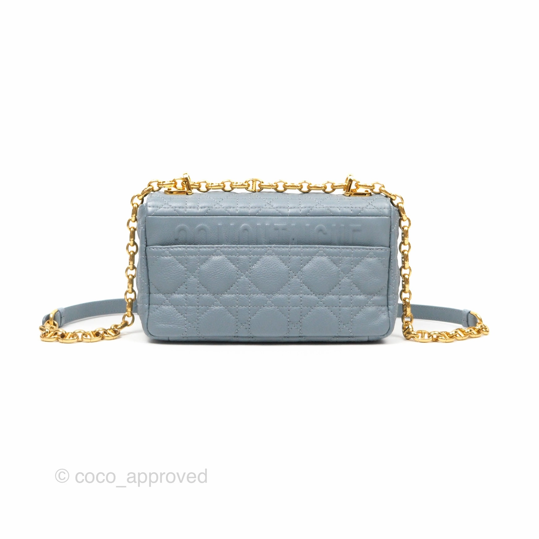 Dior Small Caro Bag Blue Supple Cannage Calfskin