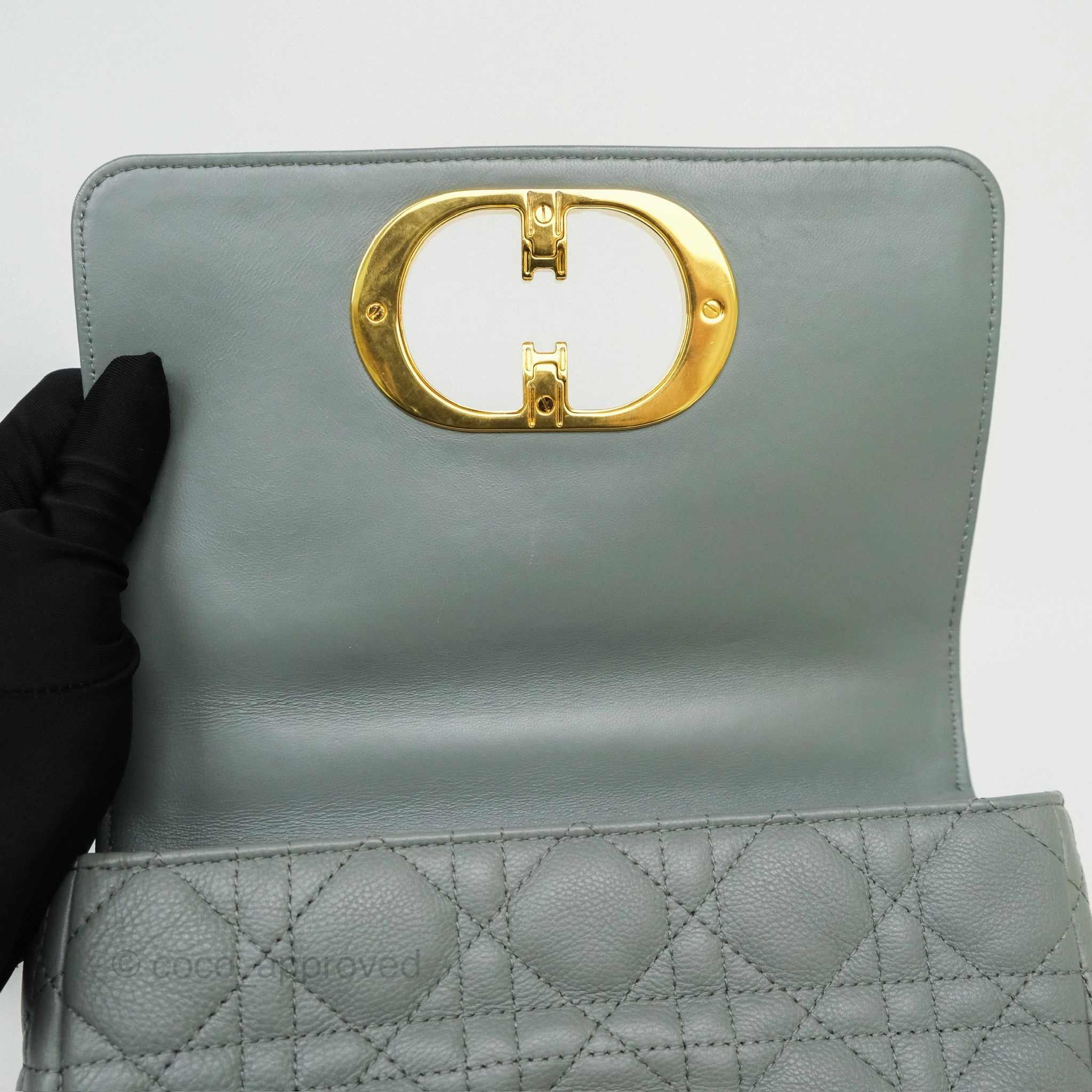 Dior Small Caro Bag Grey Supple Cannage Calfskin
